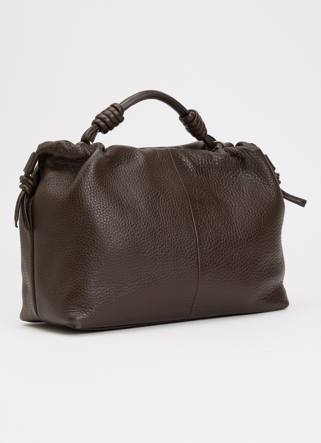 O My Bag Kiki Midi handtas van leer met afneembare schouderriem  - achterkant chocoladebruin