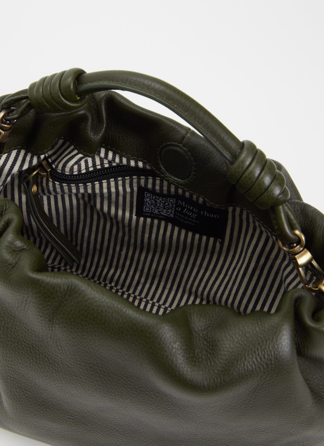 O My Bag Kiki Midi handtas van leer met afneembare schouderriem  - detail mosgroen