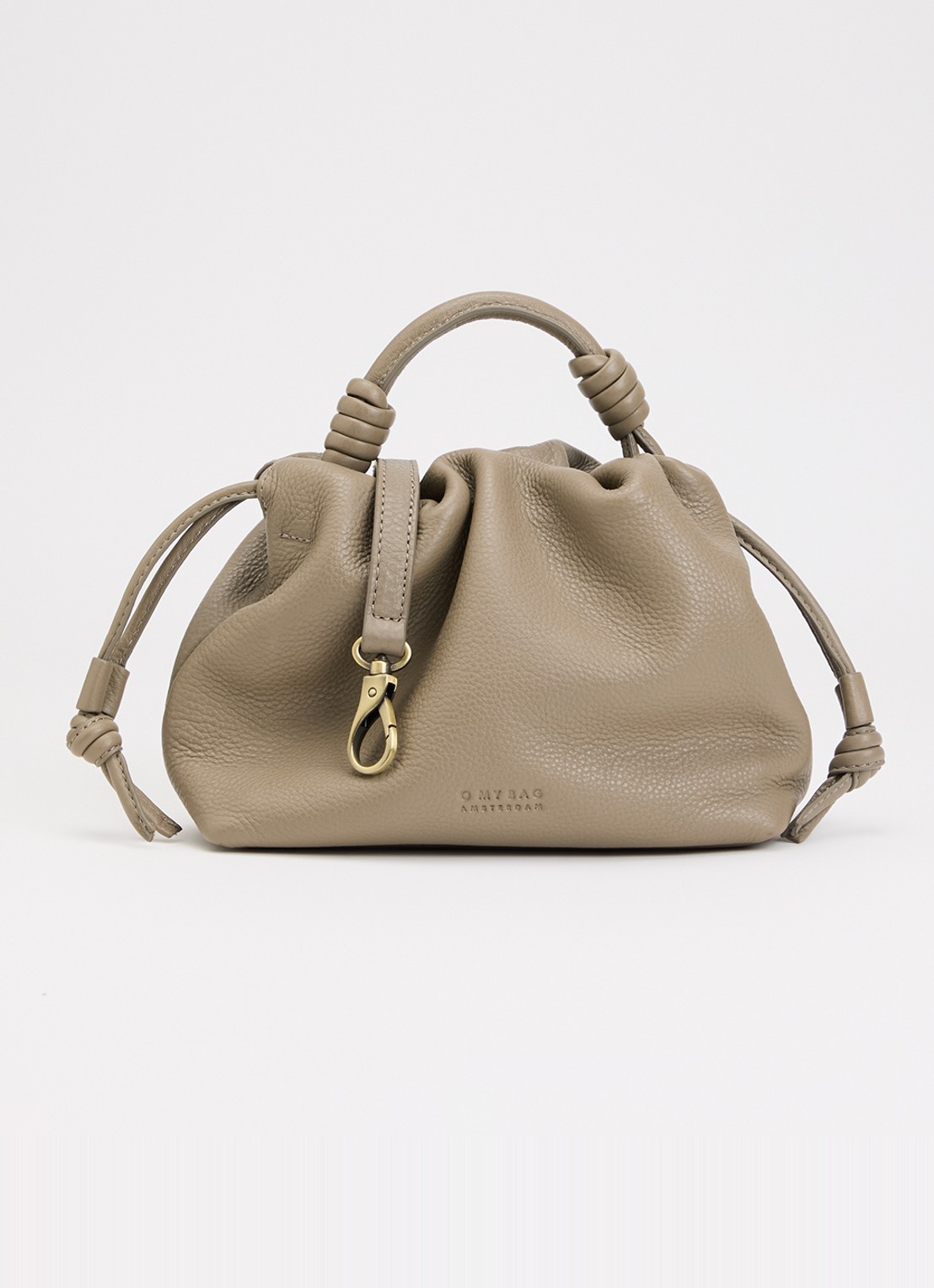 O My Bag Kiki Mini handtas van leer met afneembare schouderriem  - voorkant taupe