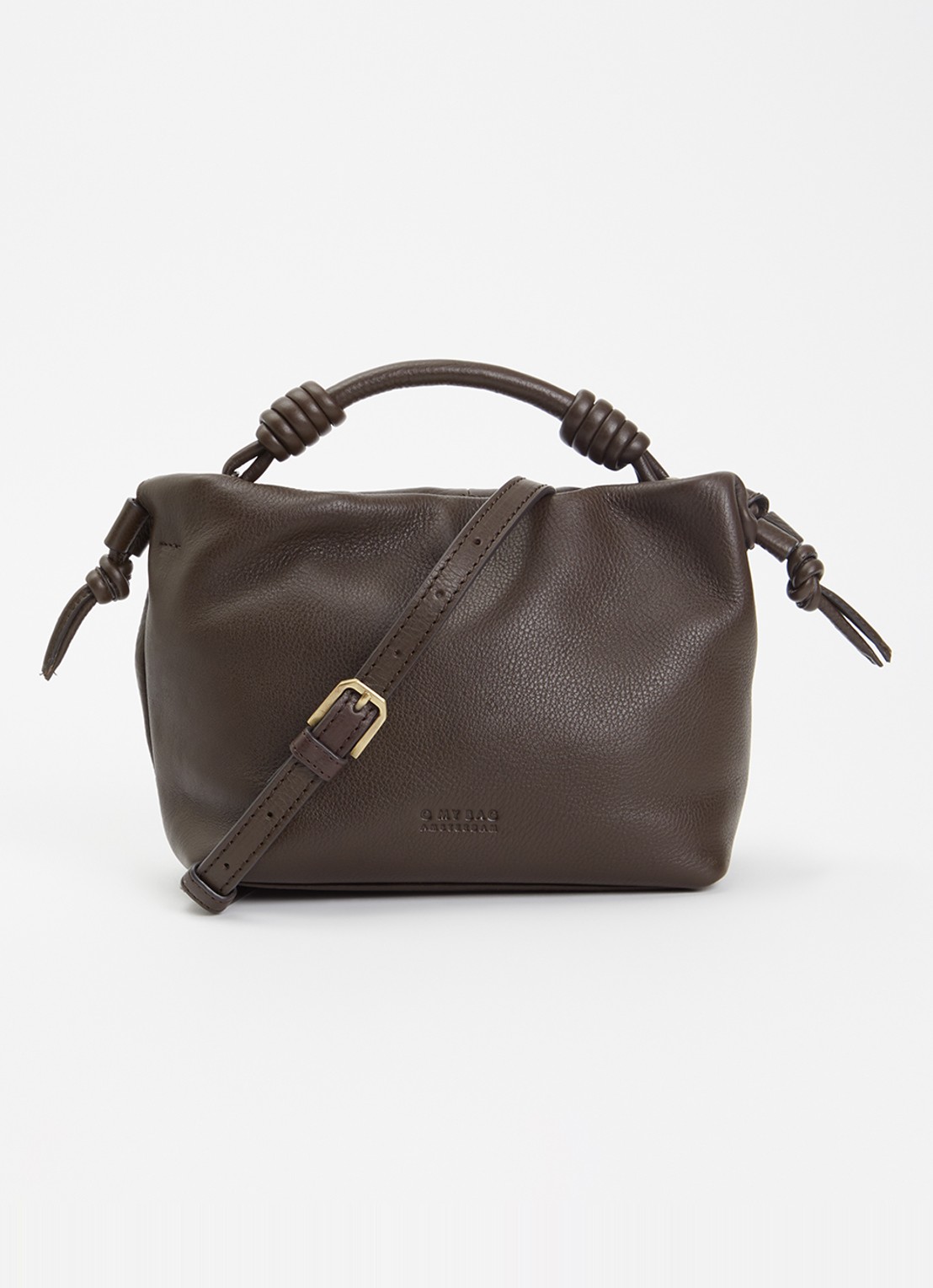 O My Bag Kiki Mini handtas van leer met afneembare schouderriem  - voorkant 5 chocoladebruin