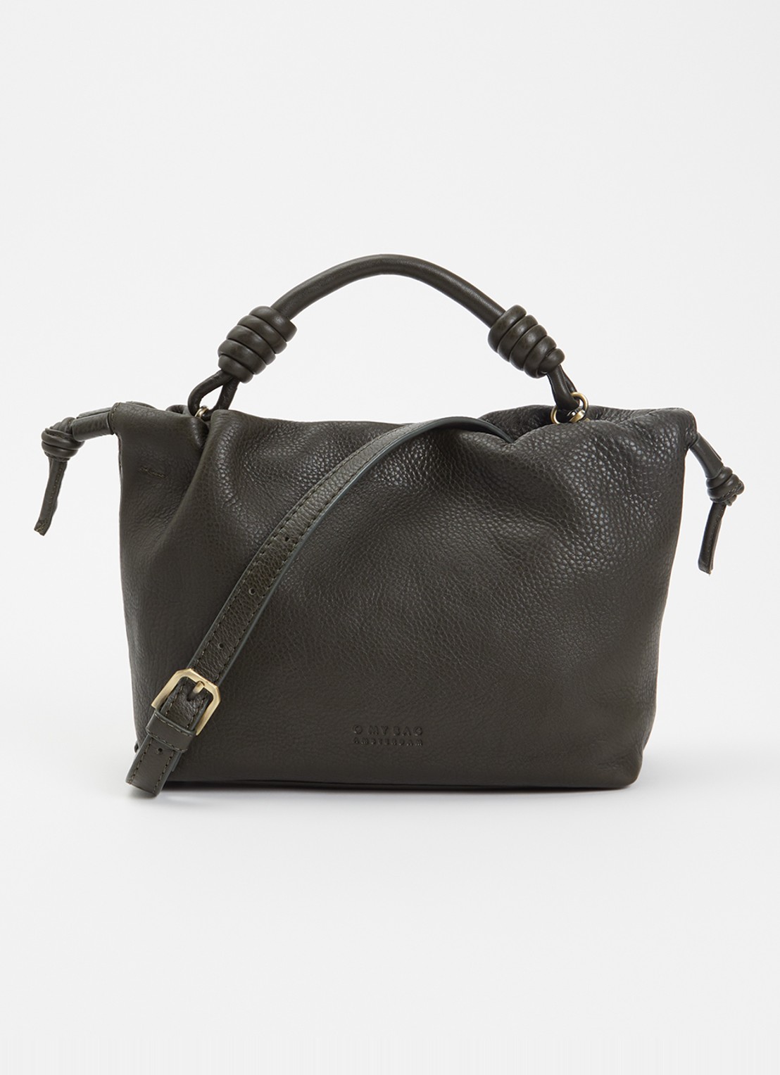 O My Bag Kiki Mini handtas van leer met afneembare schouderriem  - voorkant mosgroen