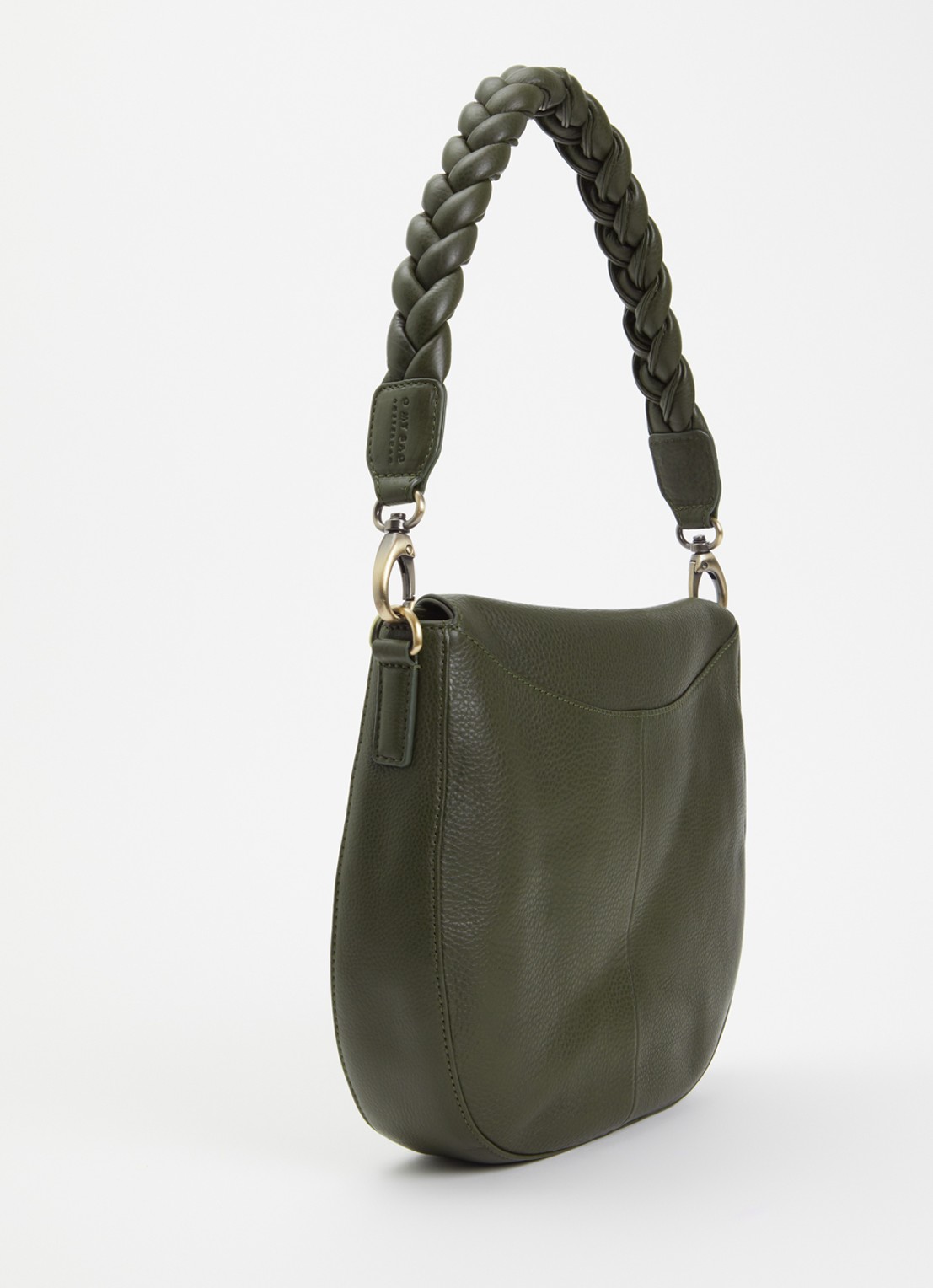 O My Bag Lana handtas van leer met afneembare schouderriem  - achterkant 4 mosgroen