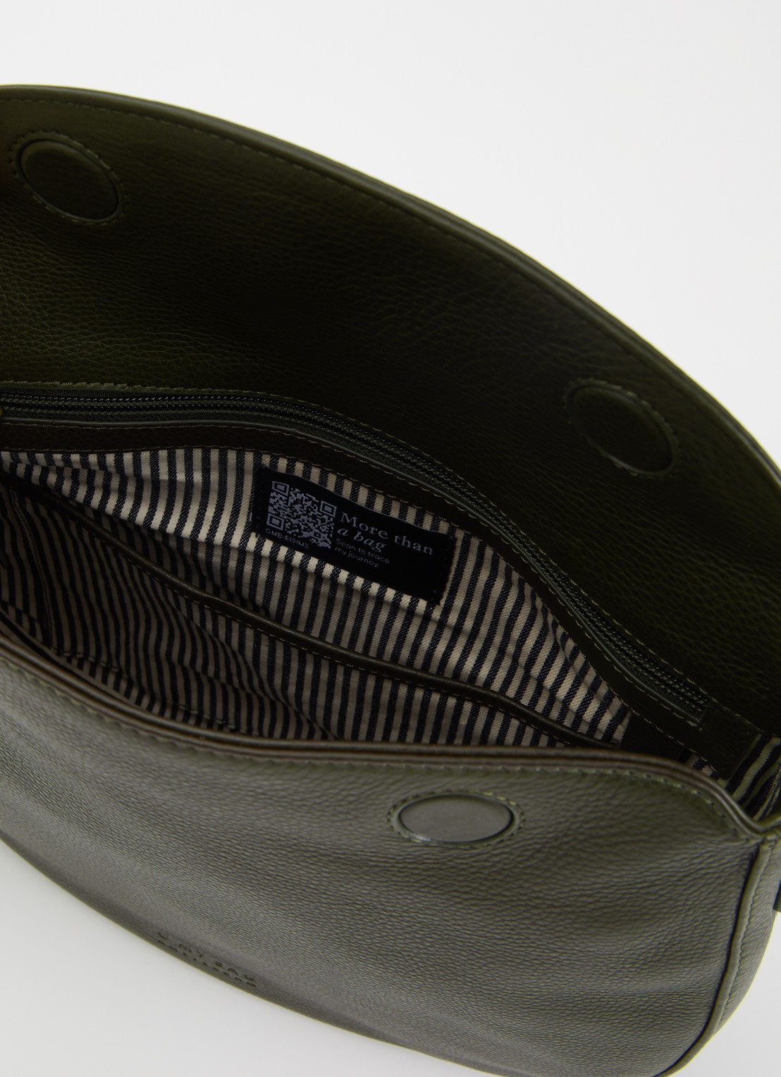 O My Bag Lana handtas van leer met afneembare schouderriem  - detail mosgroen