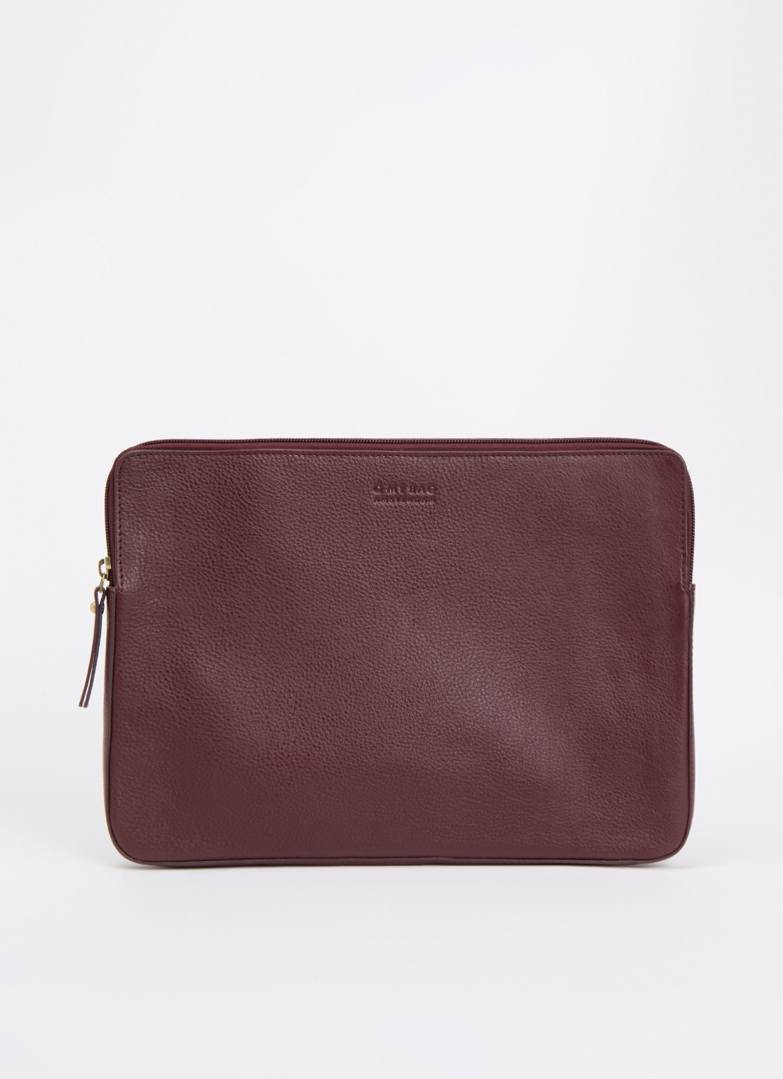 O My Bag Laptophoes van leer 14 inch - voorkant bordeauxrood