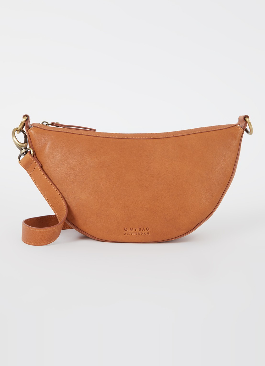 O My Bag Leo crossbodytas van leer - voorkant roestbruin