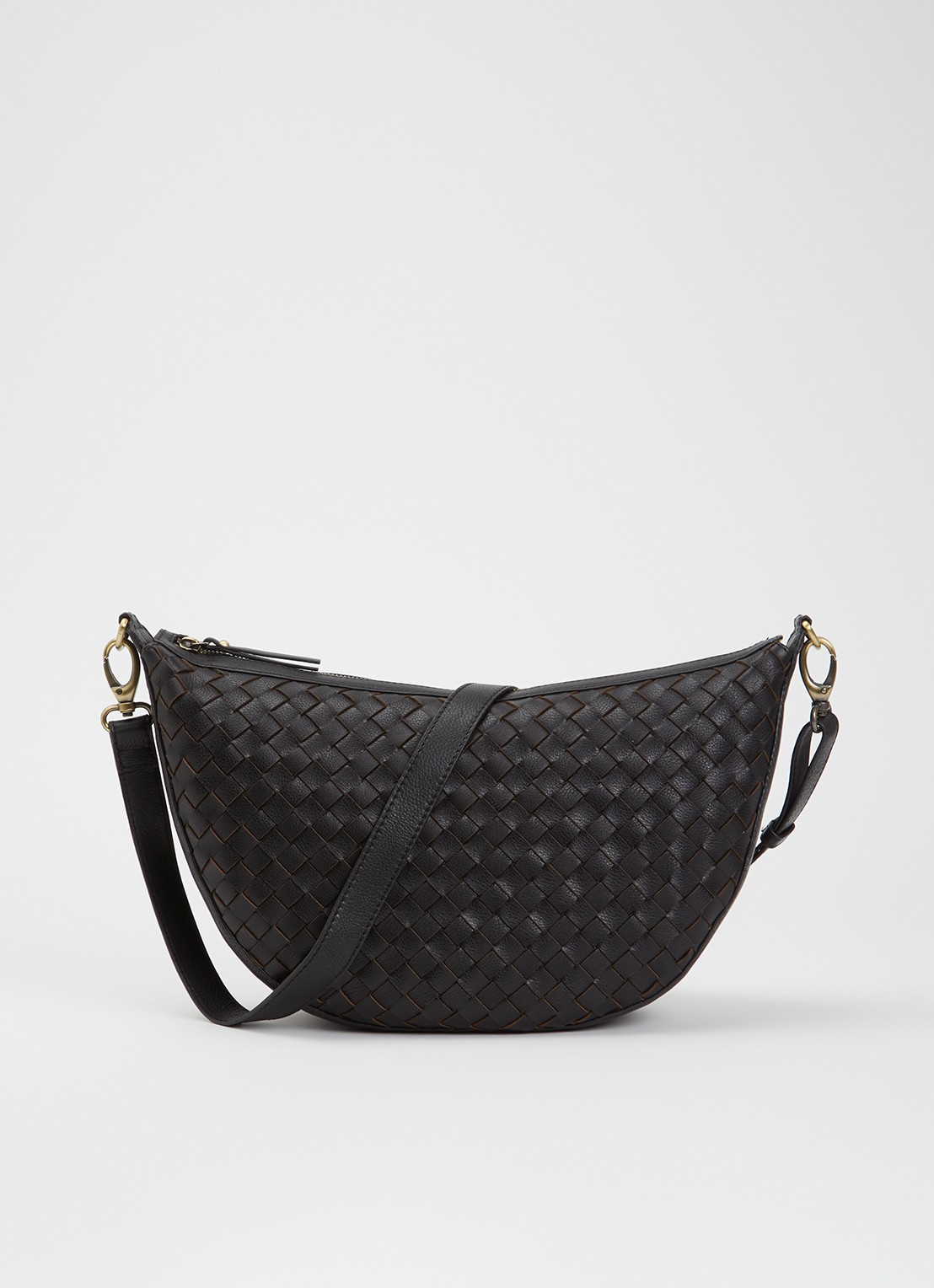 O My Bag Leo Maxi schoudertas van leer met afneembare schouderriem - voorkant zwart