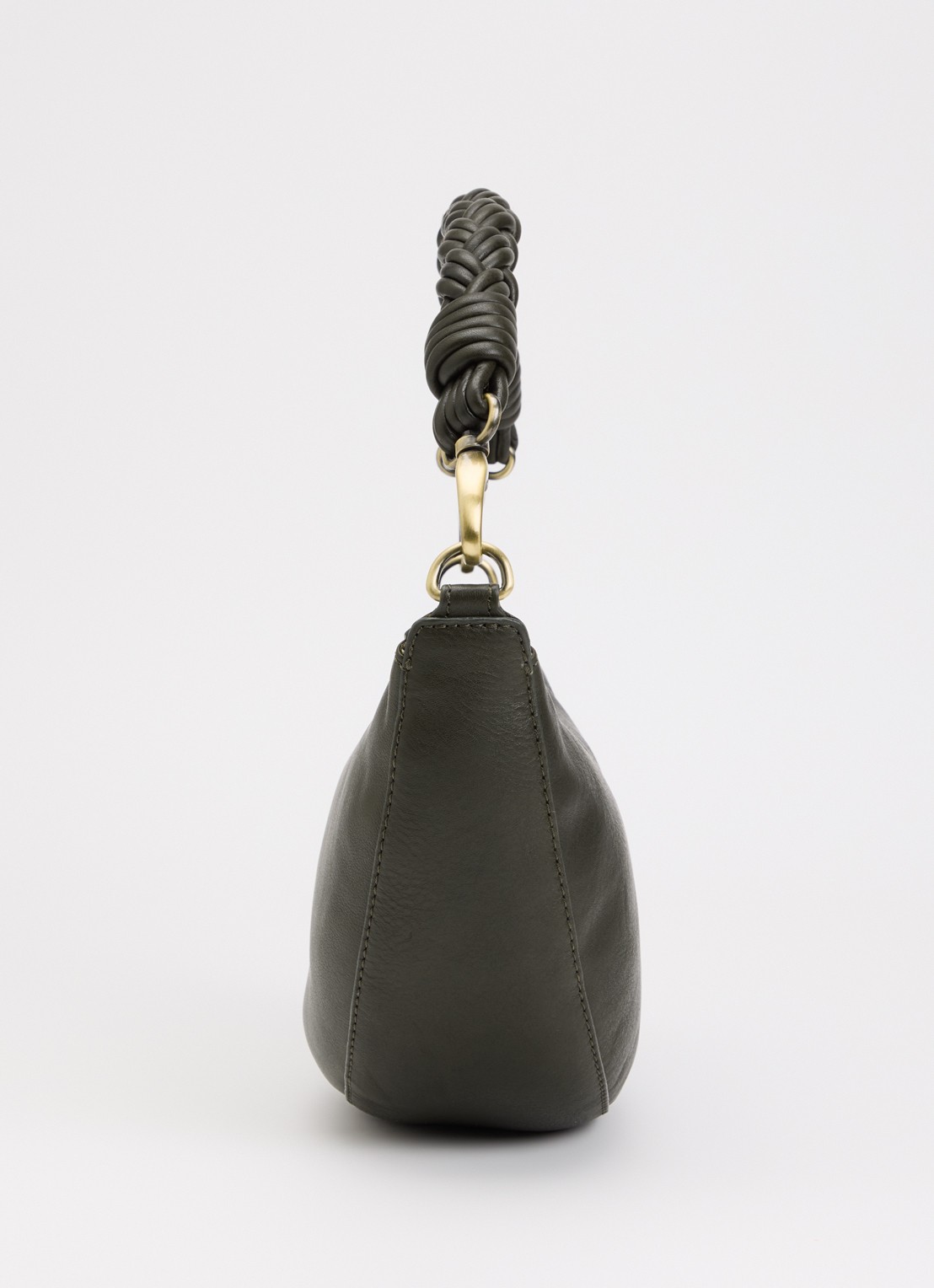 O My Bag Leo Midi schoudertas van leer met afneembare schouderriem  - detail 4 mosgroen