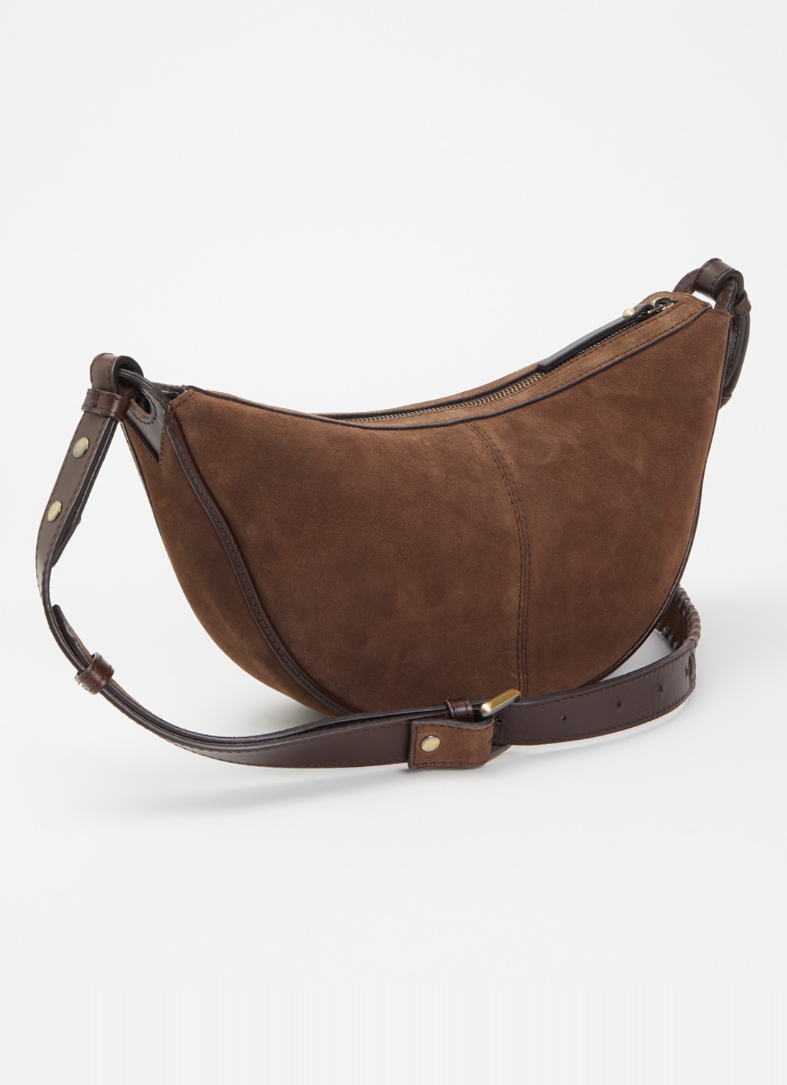 O My Bag Leo Midi schoudertas van suéde met details van leer  - achterkant chocoladebruin