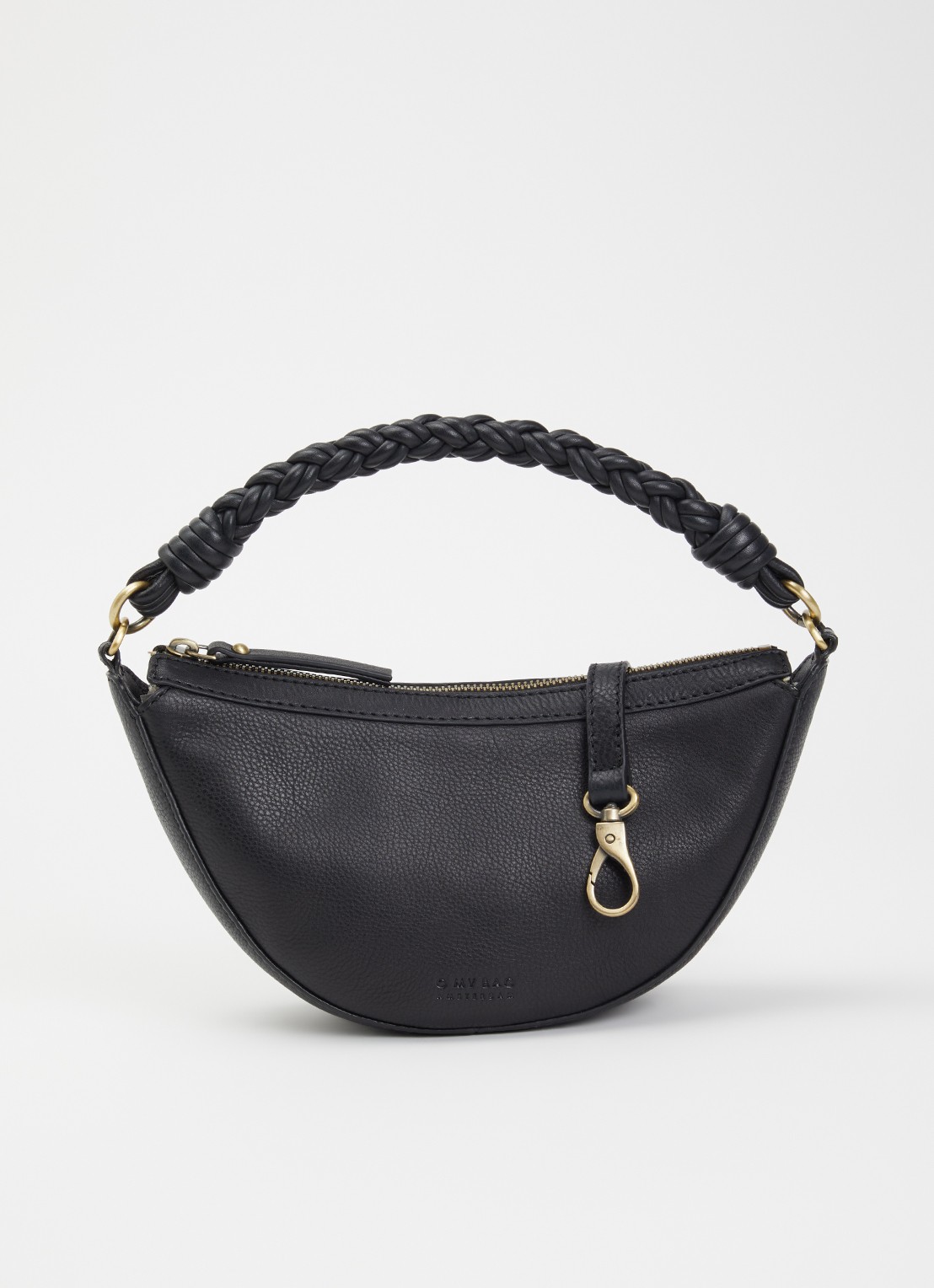 O My Bag Leo Mini handtas van leer met afneembare schouderriem  - voorkant zwart
