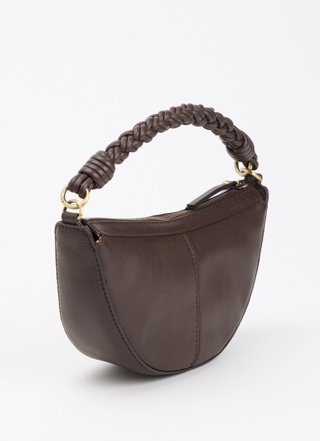 O My Bag Leo Mini handtas van leer met afneembare schouderriem - achterkant chocoladebruin