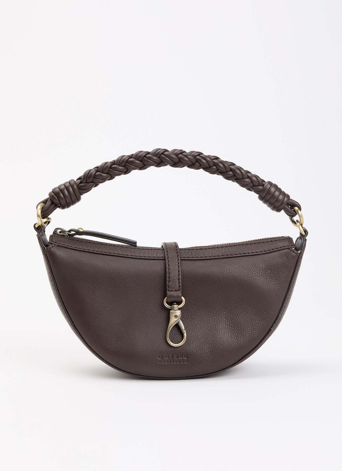 O My Bag Leo Mini handtas van leer met afneembare schouderriem - voorkant 5 chocoladebruin