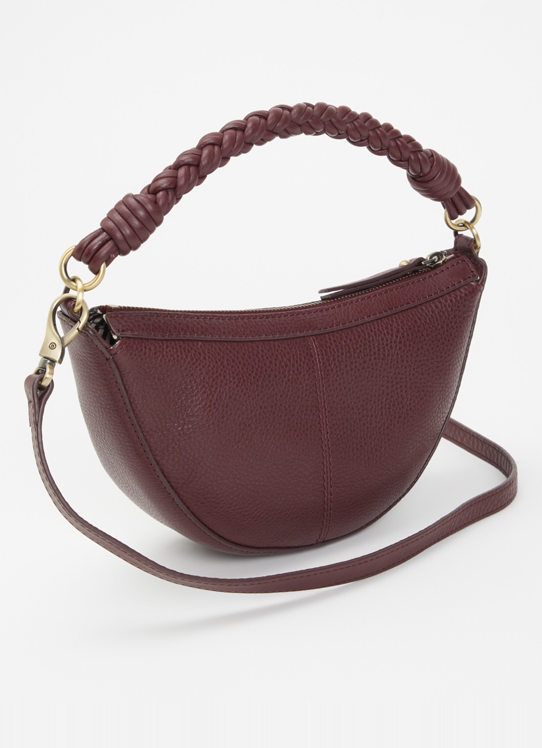 O My Bag Leo Mini handtas van leer met afneembare schouderriem  - achterkant 5 aubergine