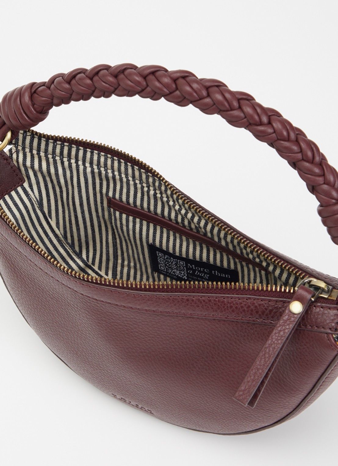 O My Bag Leo Mini handtas van leer met afneembare schouderriem  - detail aubergine