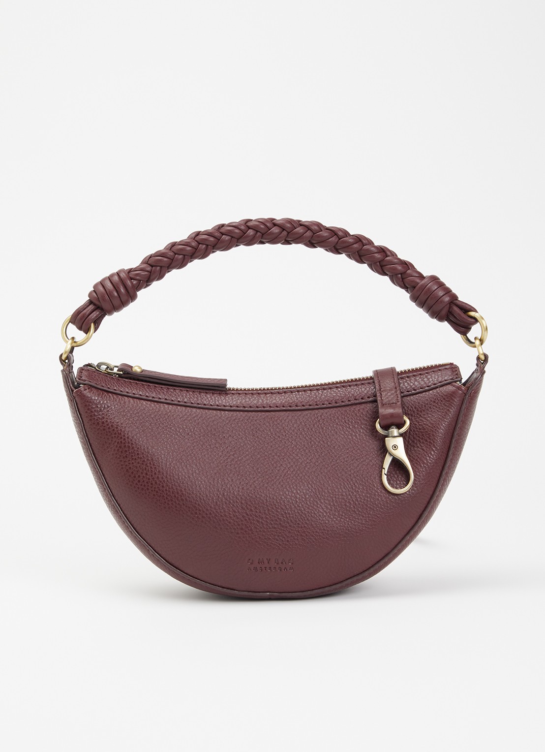 O My Bag Leo Mini handtas van leer met afneembare schouderriem  - voorkant 4 aubergine