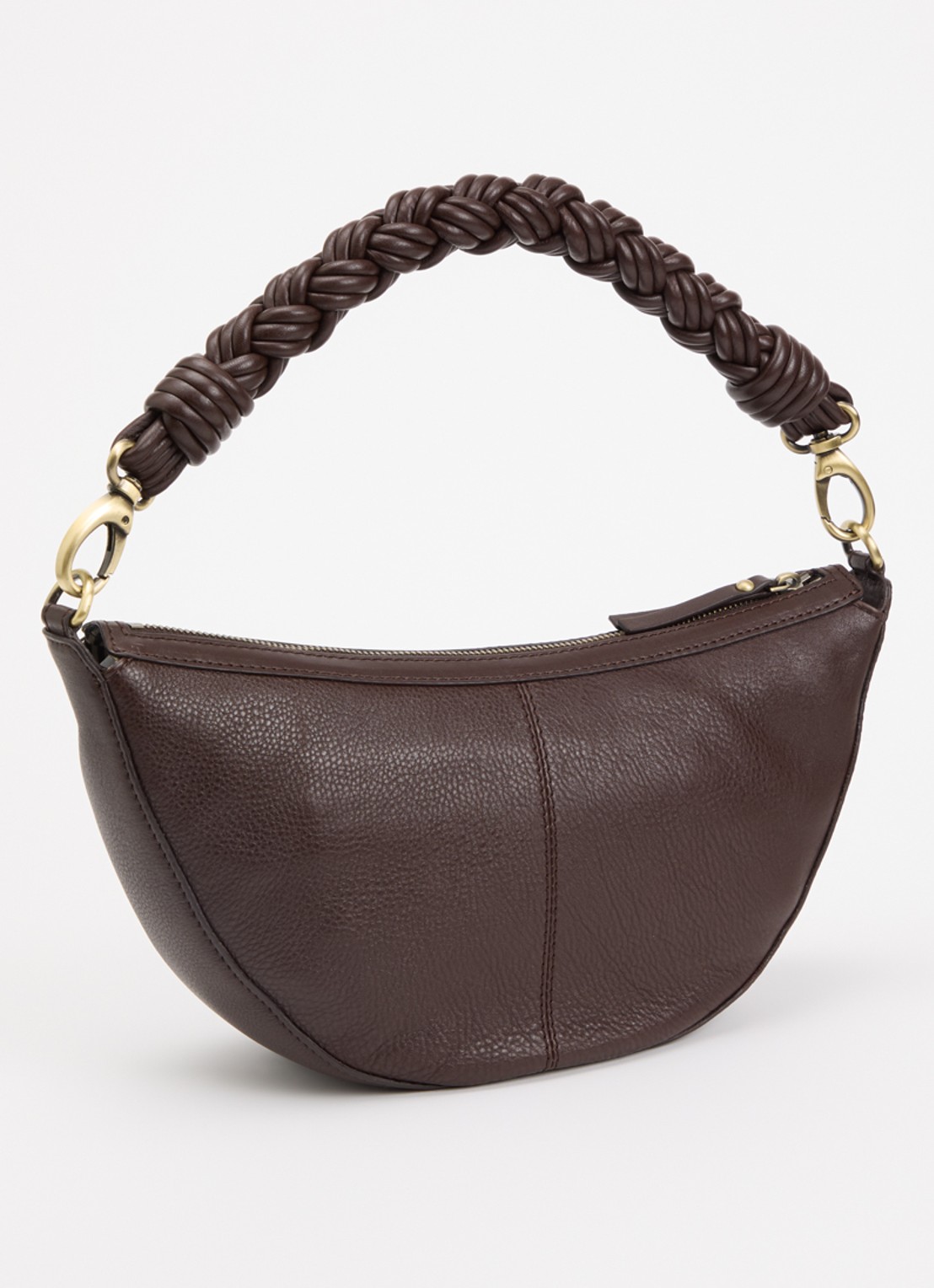 O My Bag Leo schoudertas van leer met gevlochten detail - achterkant bruin