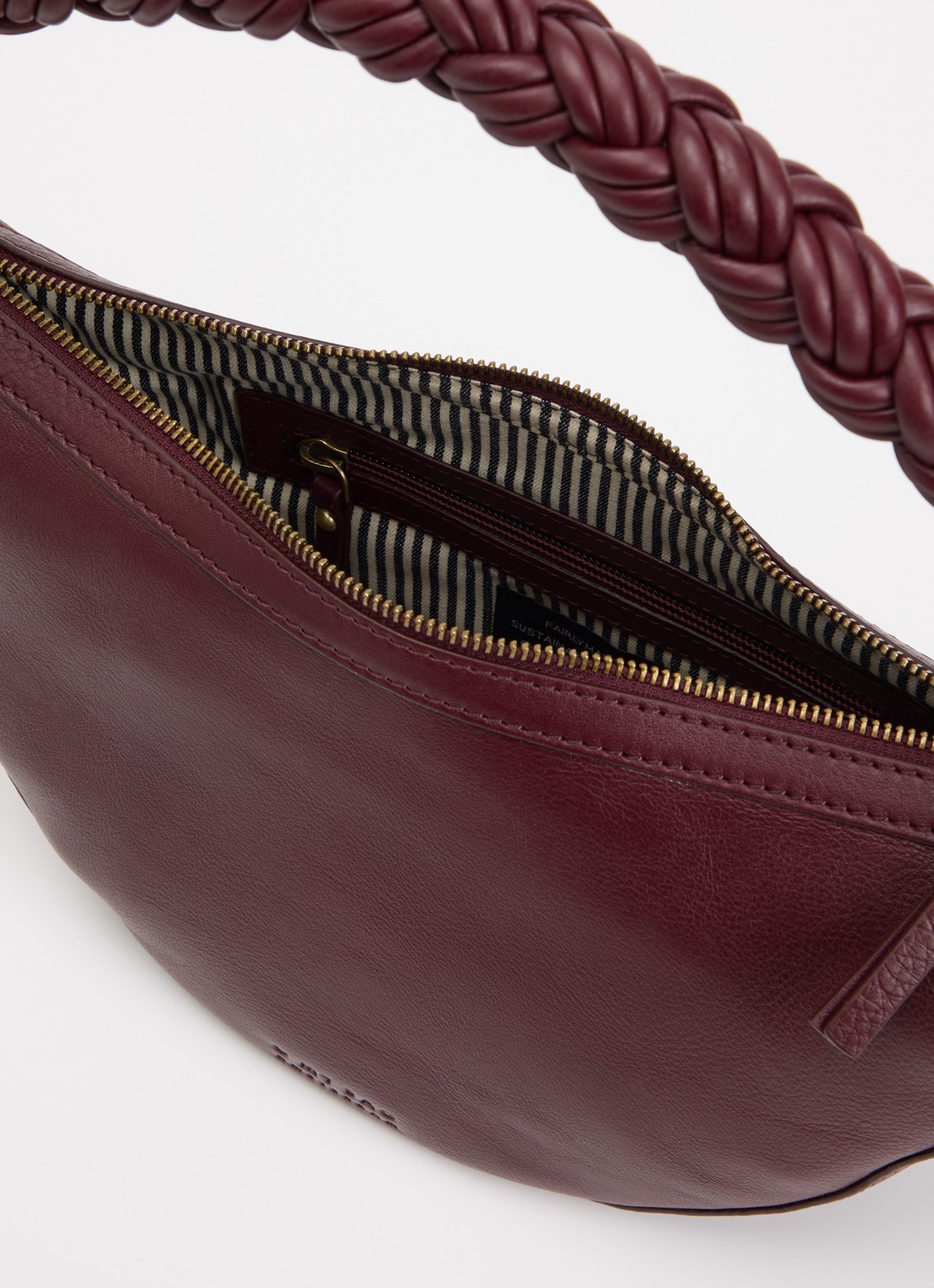 O My Bag Leo schoudertas van leer met gevlochten detail - detail 2 bordeauxrood