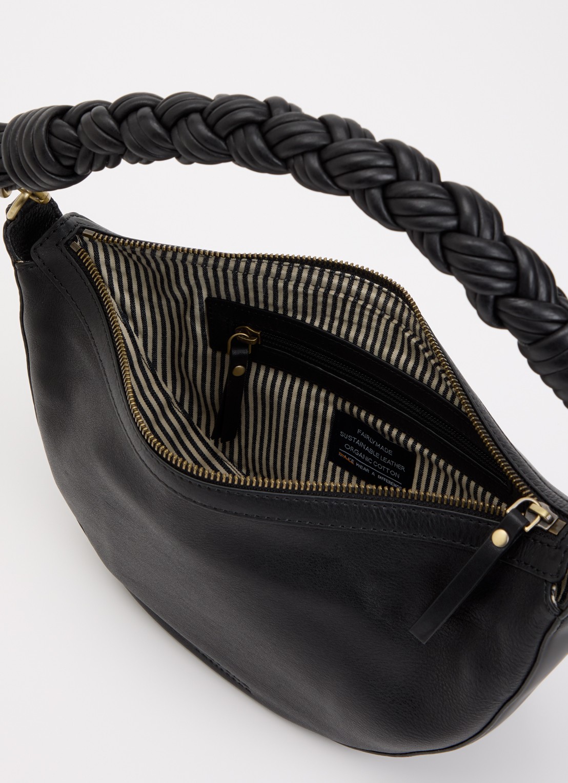 O My Bag Leo schoudertas van leer met gevlochten detail - detail 2 zwart
