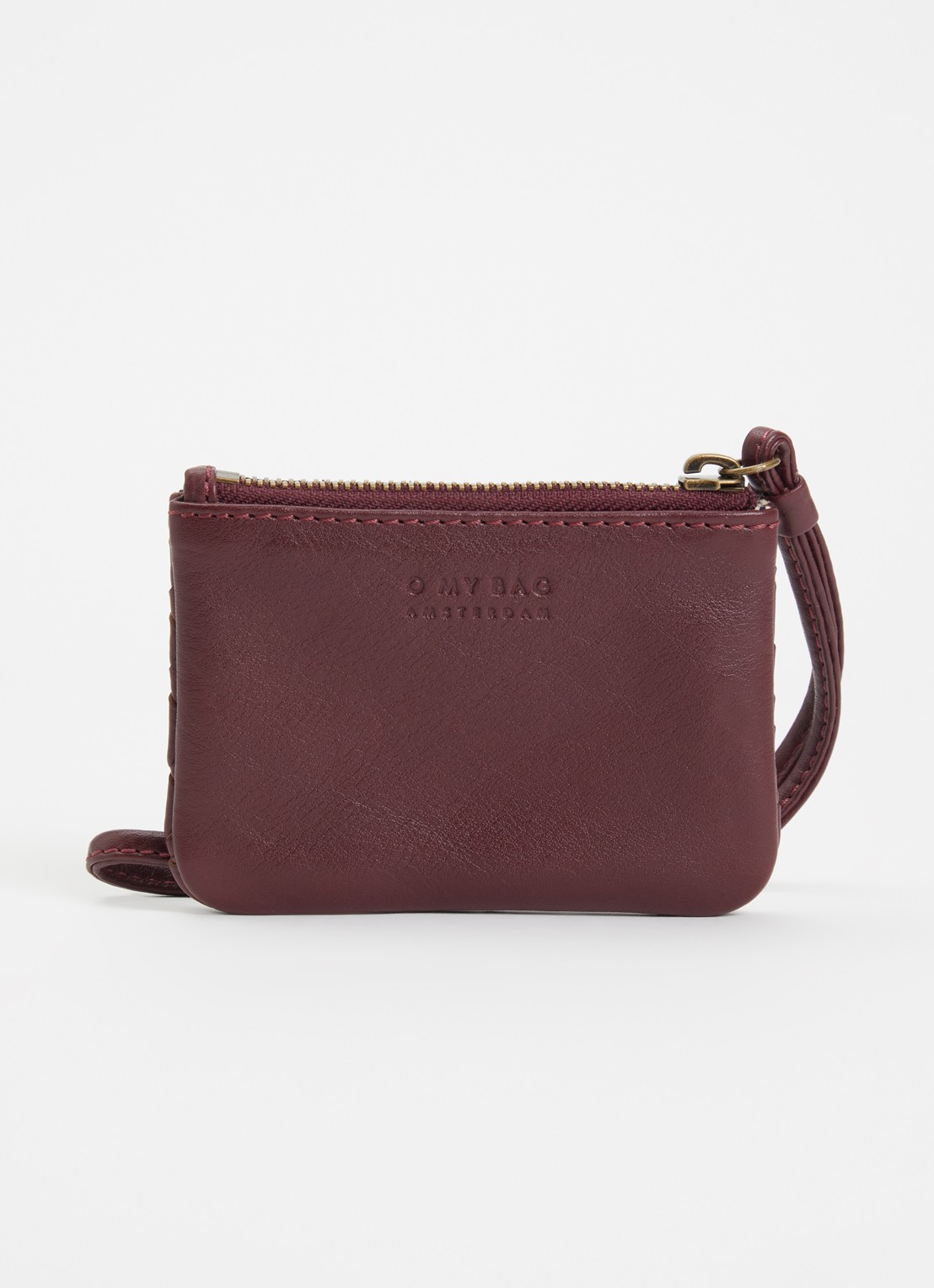 O My Bag Lexi Mini sleuteletui van leer - achterkant donkerrood