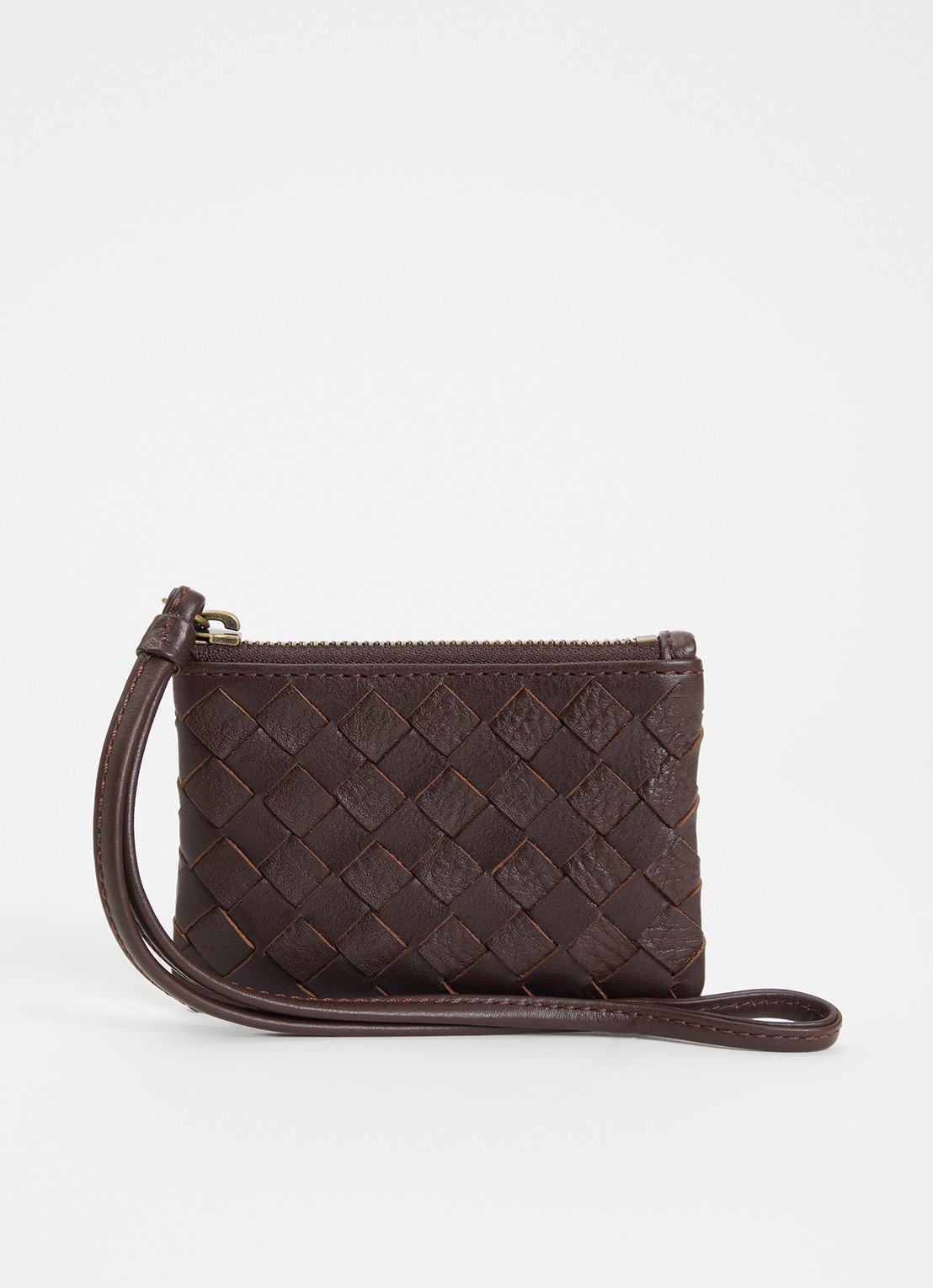 O My Bag Lexi Mini sleuteletui van leer - voorkant chocoladebruin