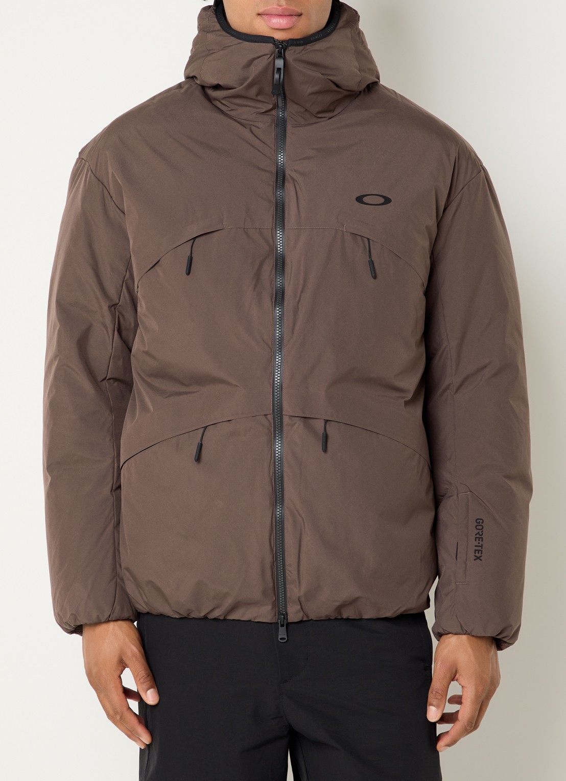Oakley Retrofuel puffer jack met donsvulling en logo - detail 3 bruin