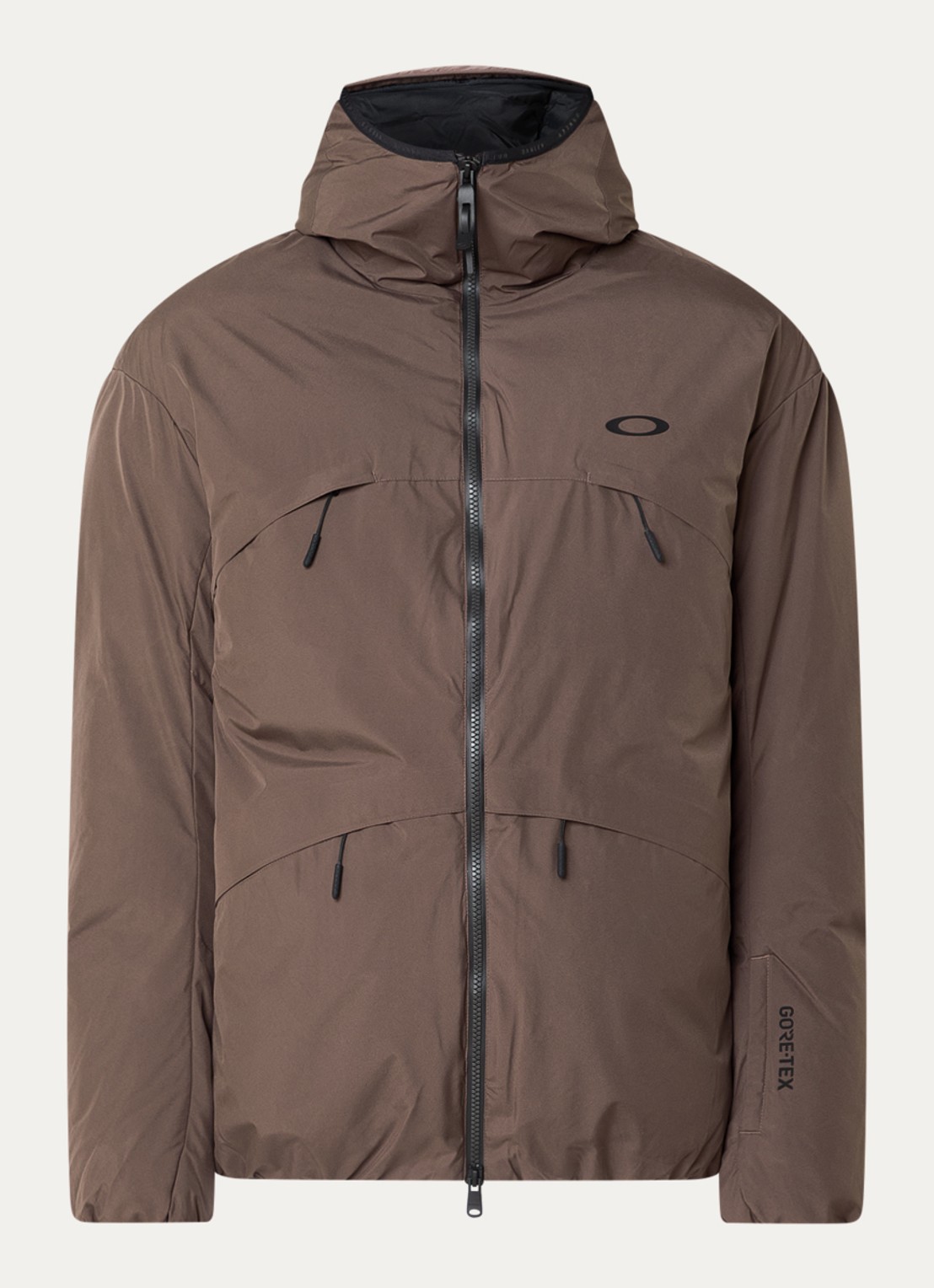 Oakley Retrofuel puffer jack met donsvulling en logo - voorkant bruin