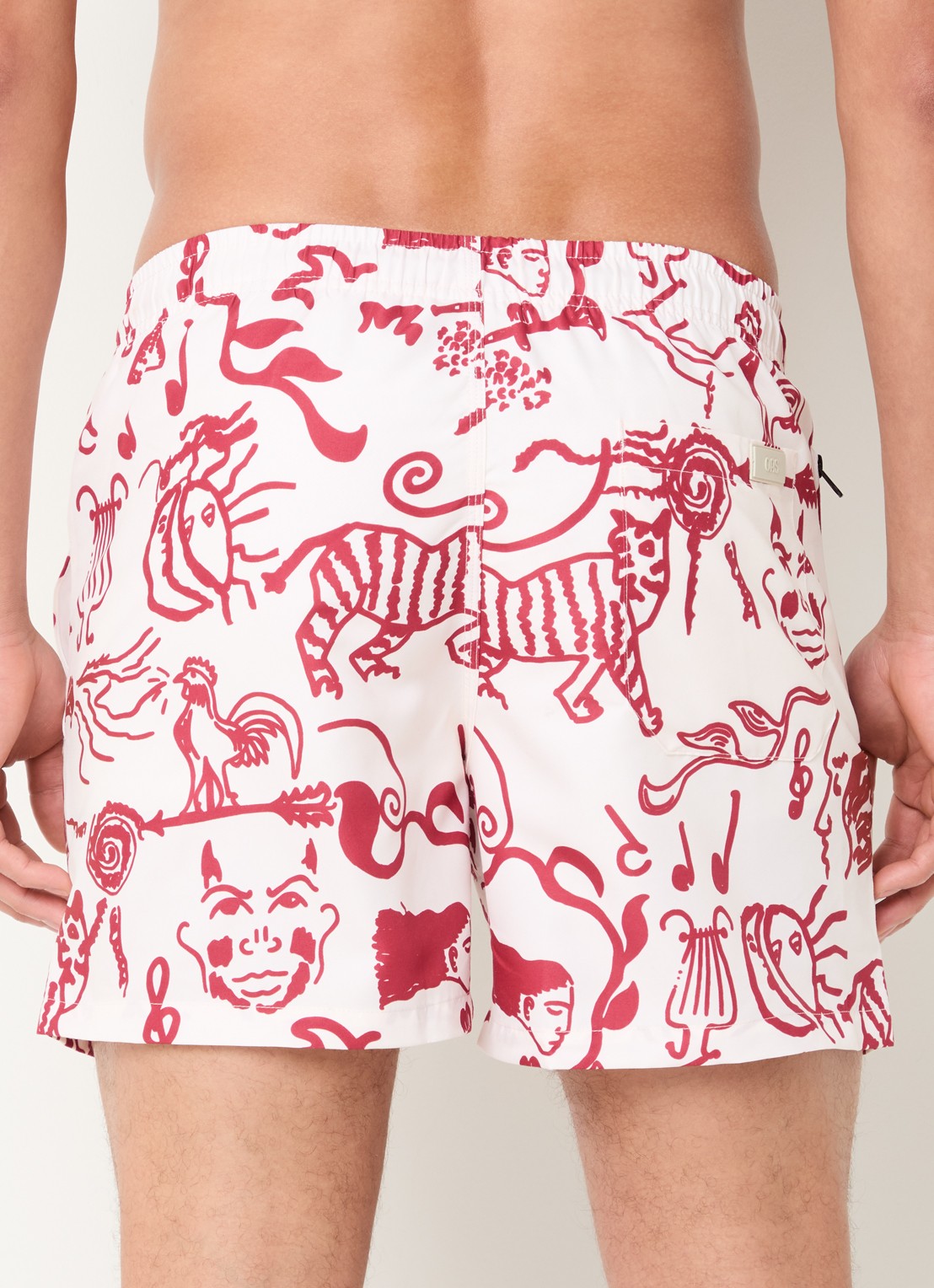 OAS Arcano zwemshorts met grafische print - achterkant 2 beige