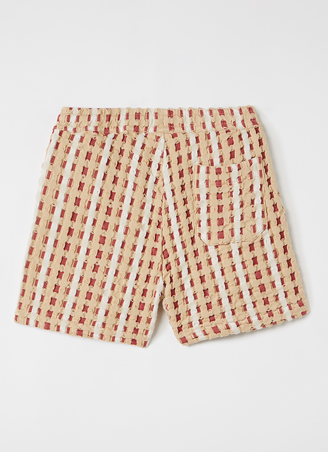 OAS Braga straight fit korte broek met structuur - voorkant 2 beige