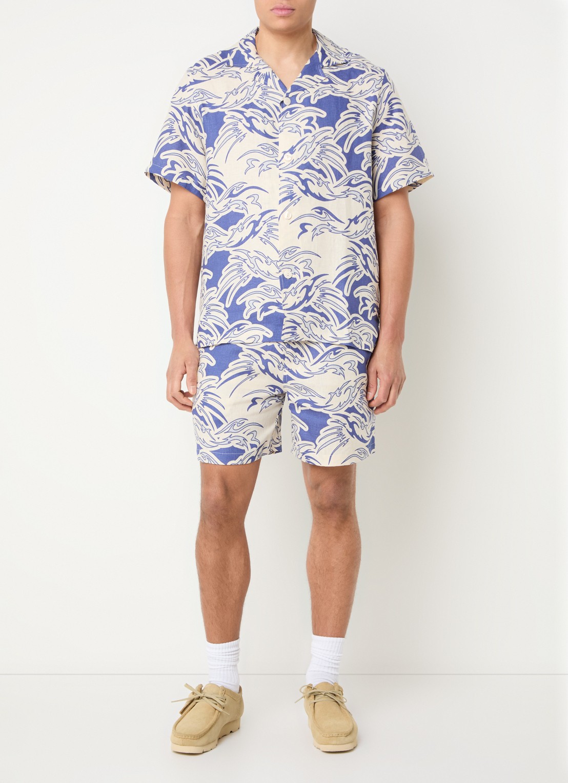 OAS Cuba regular fit overhemd van linnen - voorkant 2 blauw