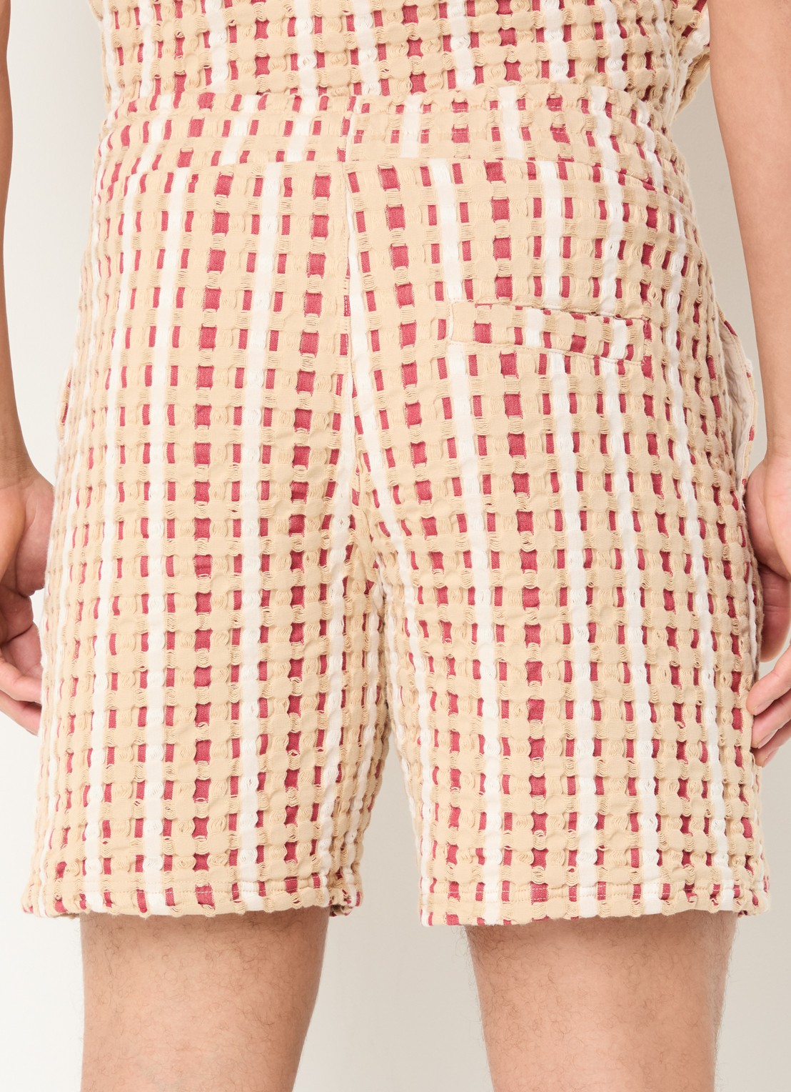 OAS Loefy straight fit korte broek van badstof - achterkant beige