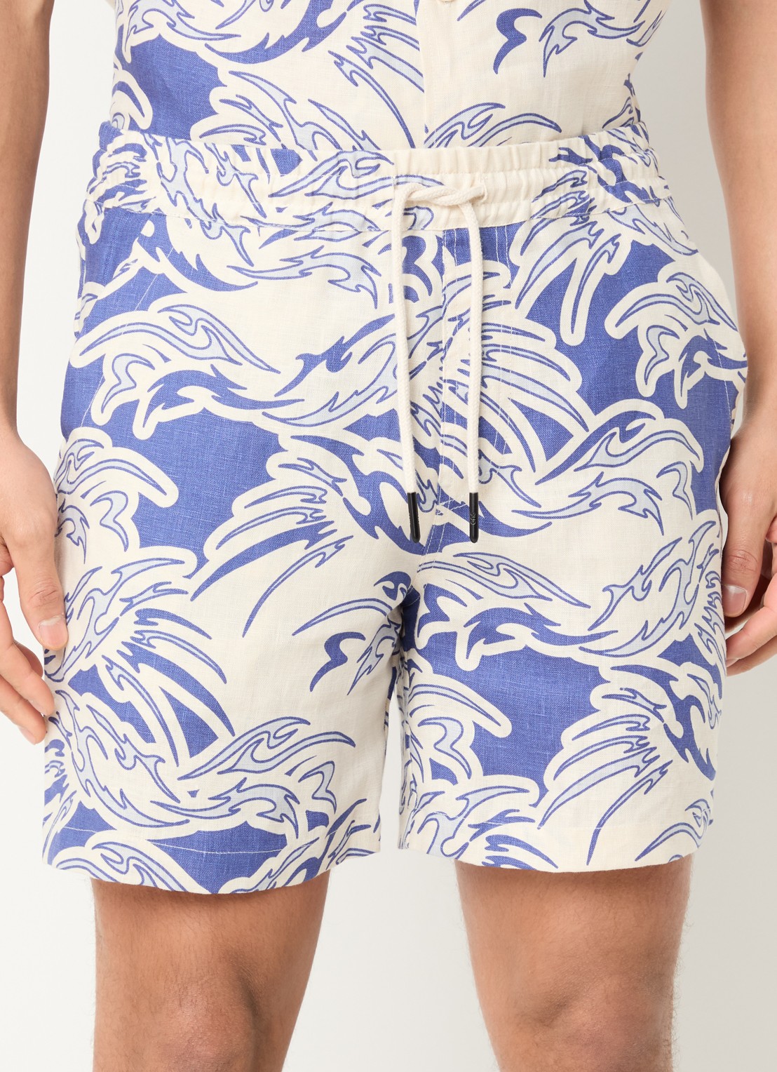 OAS Loefy straight fit korte broek van badstof - detail 3 blauw