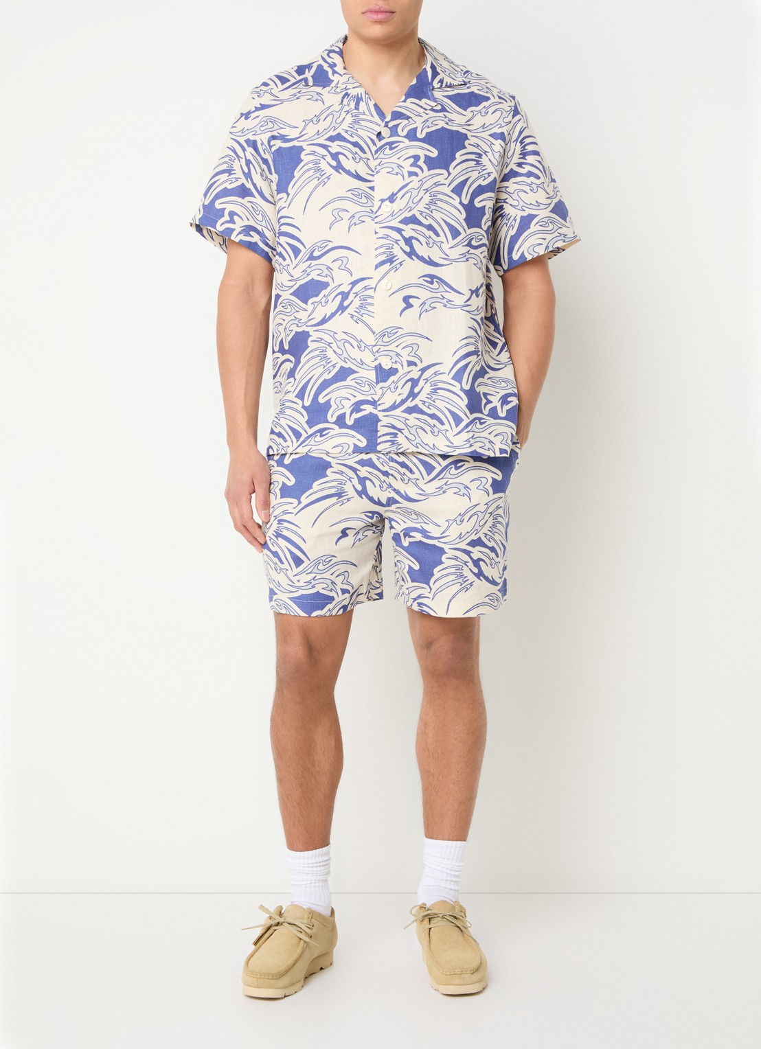 OAS Loefy straight fit korte broek van badstof - voorkant 9 blauw