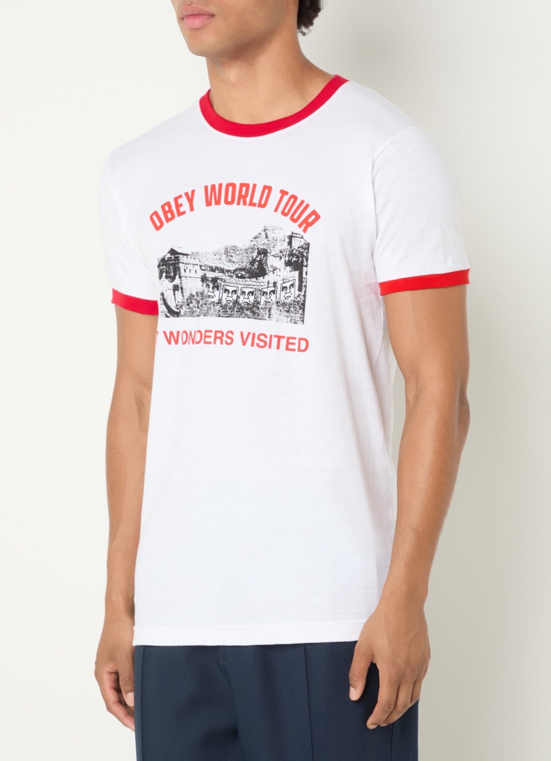 Obey 7 Wonders T-shirt met logoprint - detail wit