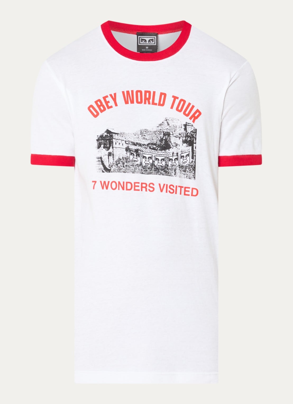 Obey 7 Wonders T-shirt met logoprint - voorkant 3 wit
