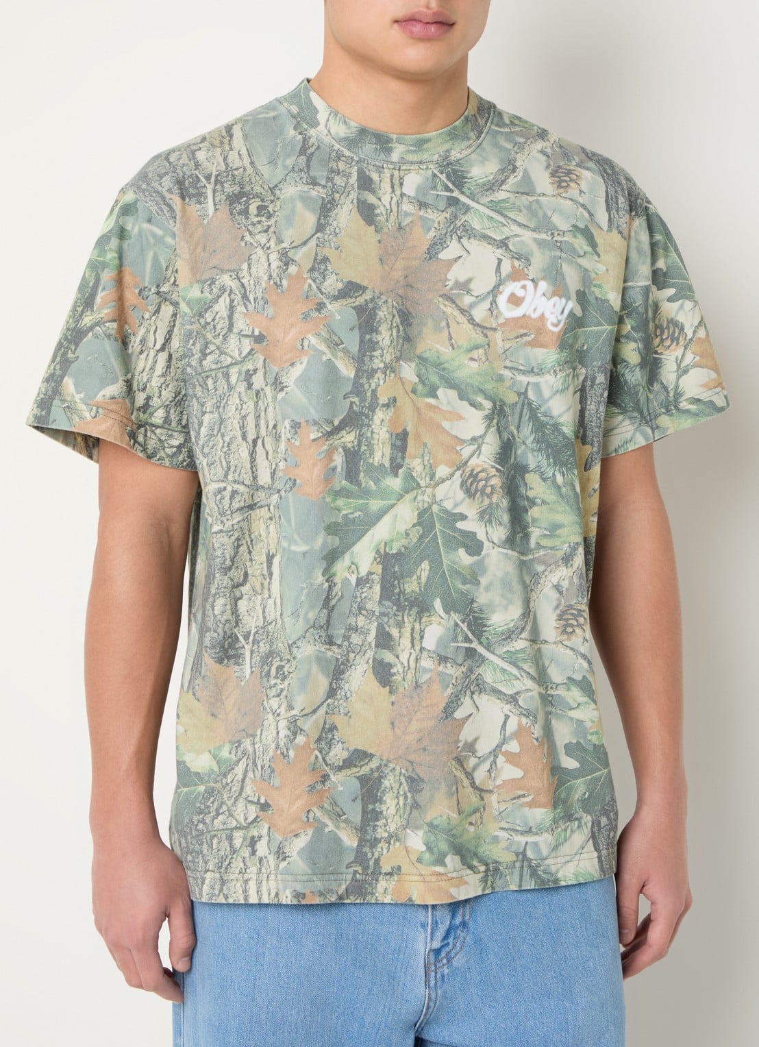 Obey Airbrushed Rose T-shirt met logo- en backprint - achterkant 4 blauw