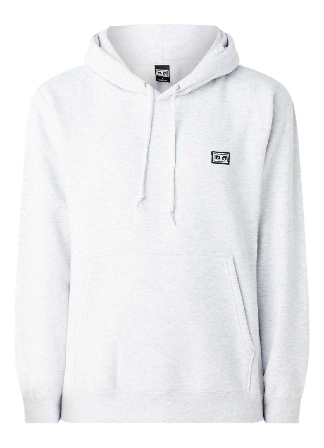 Obey All eyez hoodie met logopatch - voorkant 3 grijsmele