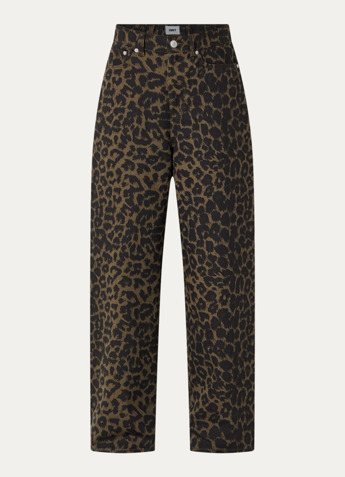 Obey Alysa high waist wide fit jeans met gekleurde wassing - voorkant 4 bronsgroen