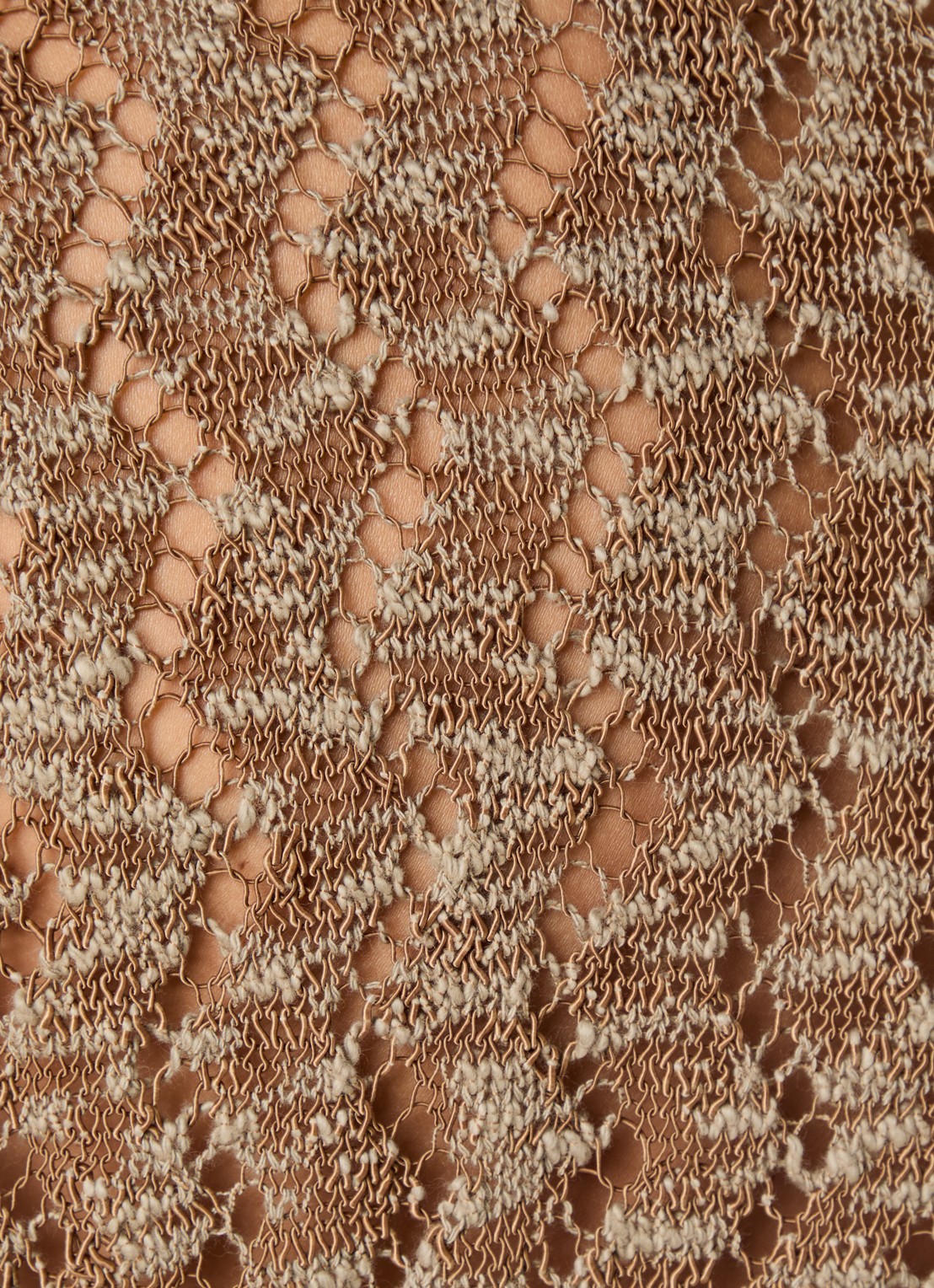 Obey Andre grofgebreide regular fit polo met opengewerkt dessin - detail 5 donkerbeige