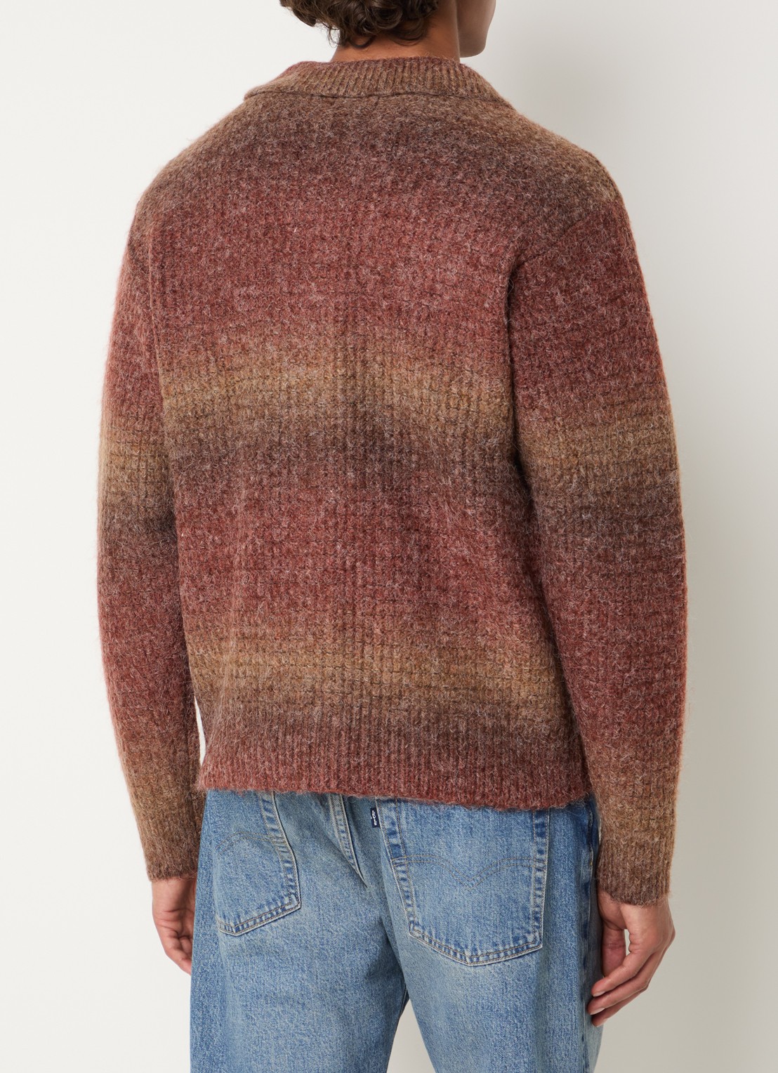 Obey Anton grofgebreid vest in wolblend - achterkant 4 bruin