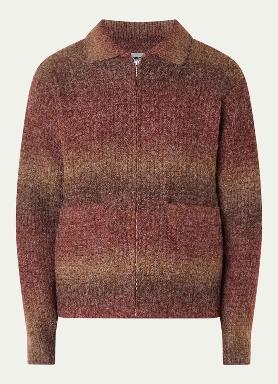 Obey Anton grofgebreid vest in wolblend - voorkant 2 bruin