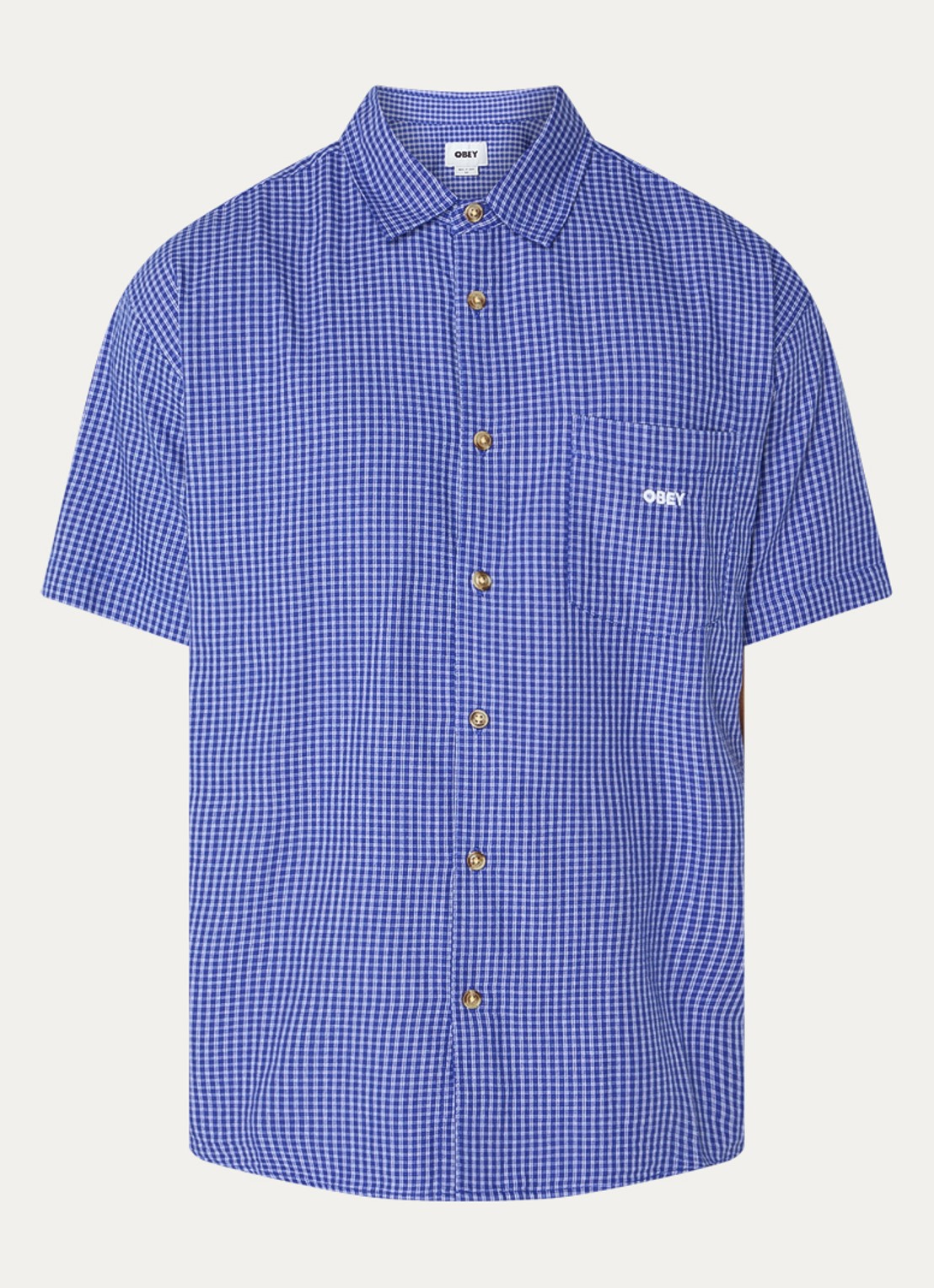 Obey Bigwig Frank regular fit overhemd met ruitdessin - voorkant 2 blauw