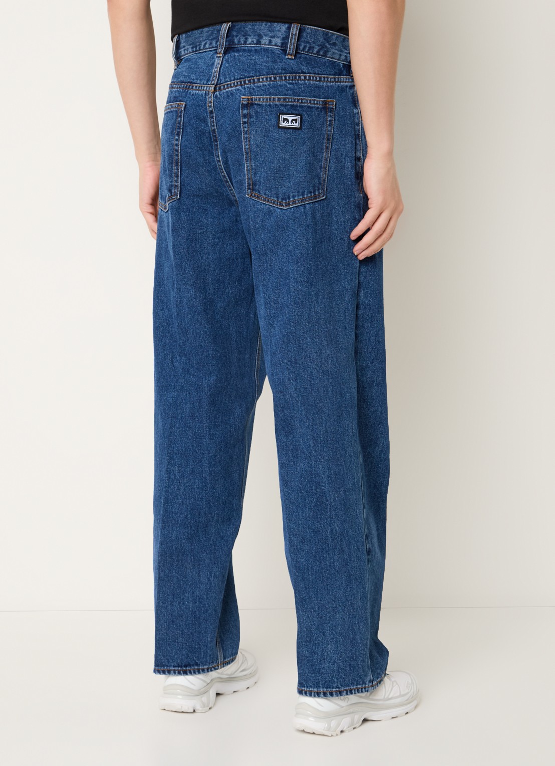 Obey Bigwig wide leg jeans met steekzakken - achterkant indigo