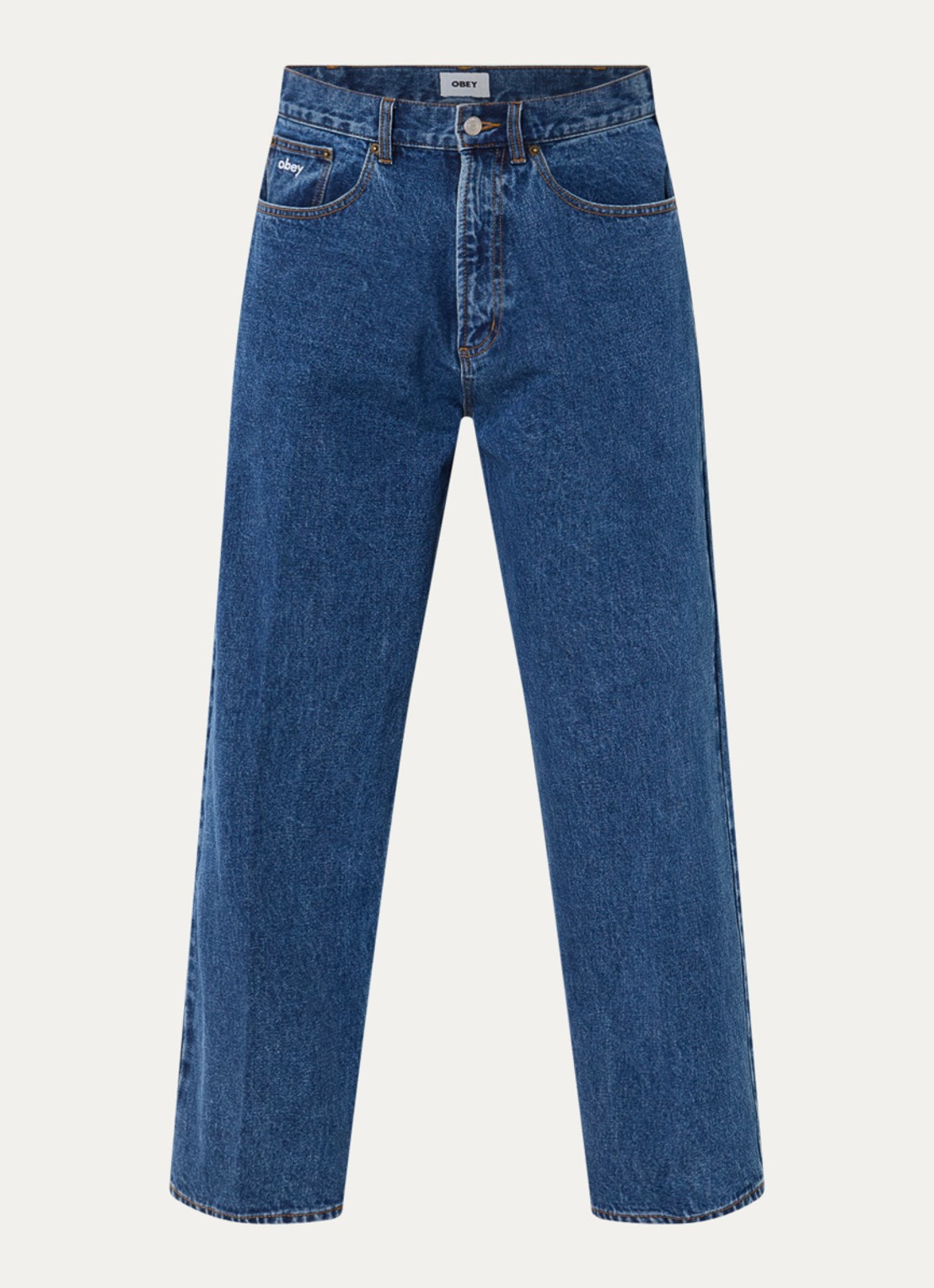 Obey Bigwig wide leg jeans met steekzakken - voorkant 2 indigo