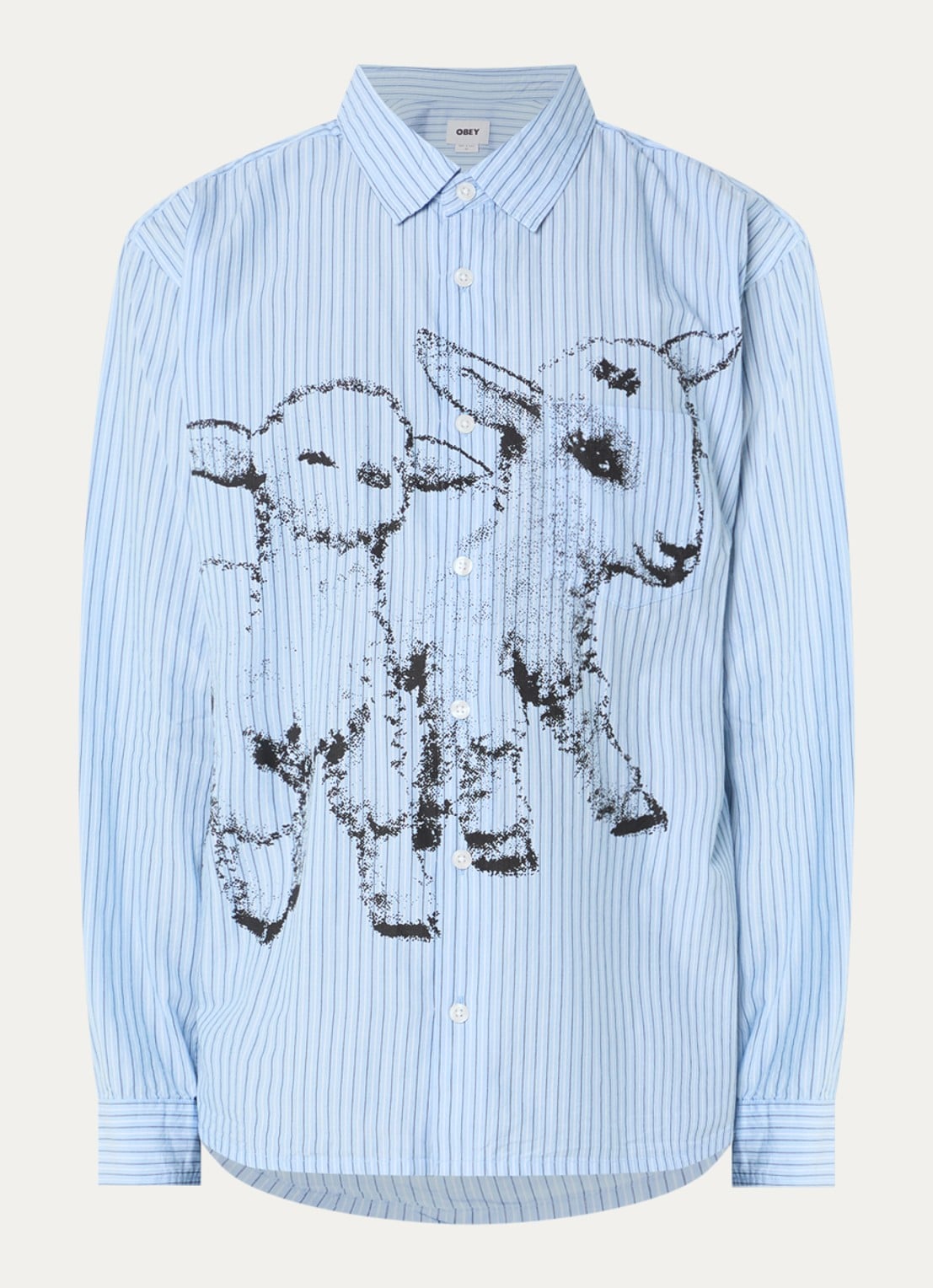 Obey Billy regular fit overhemd met print - voorkant 2 blauw