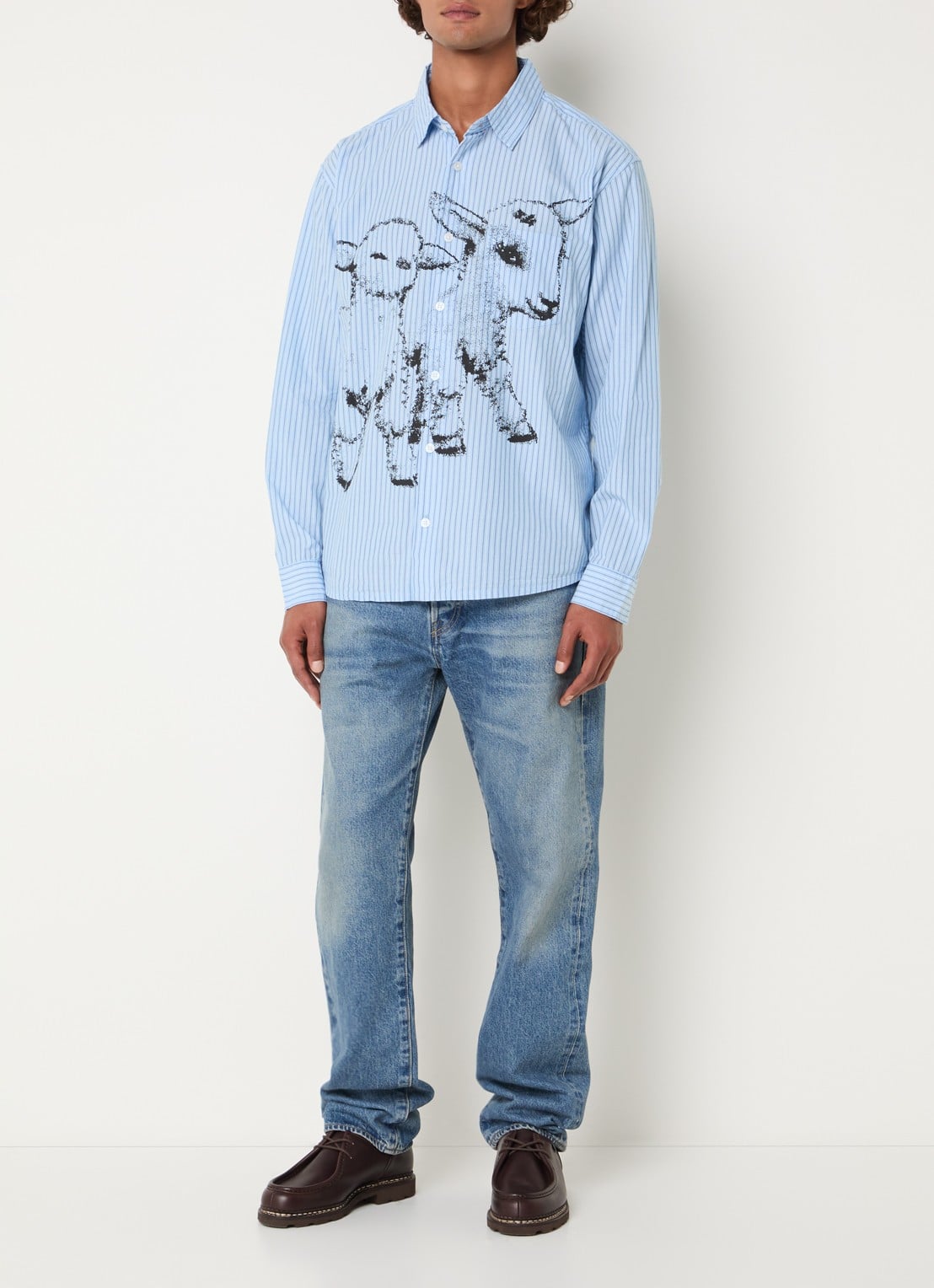 Obey Billy regular fit overhemd met print - voorkant 3 blauw