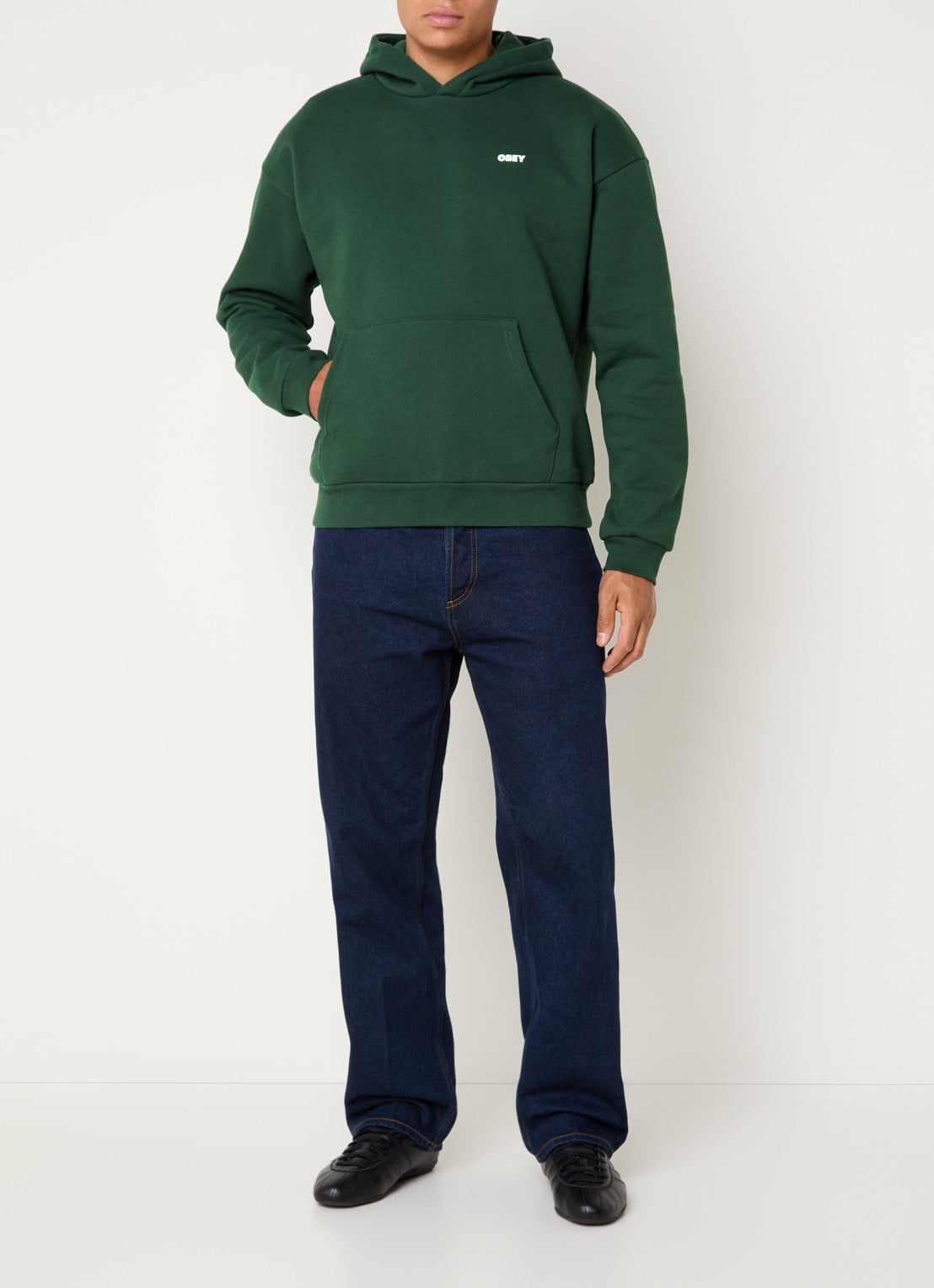 Obey Bold hoodie met logo - voorkant 2 donkergroen