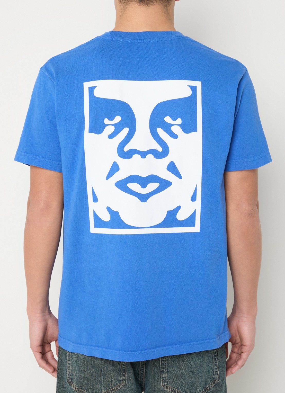 Obey Bold Icon Face T-shirt met logo- en backprint - detail 2 indigo