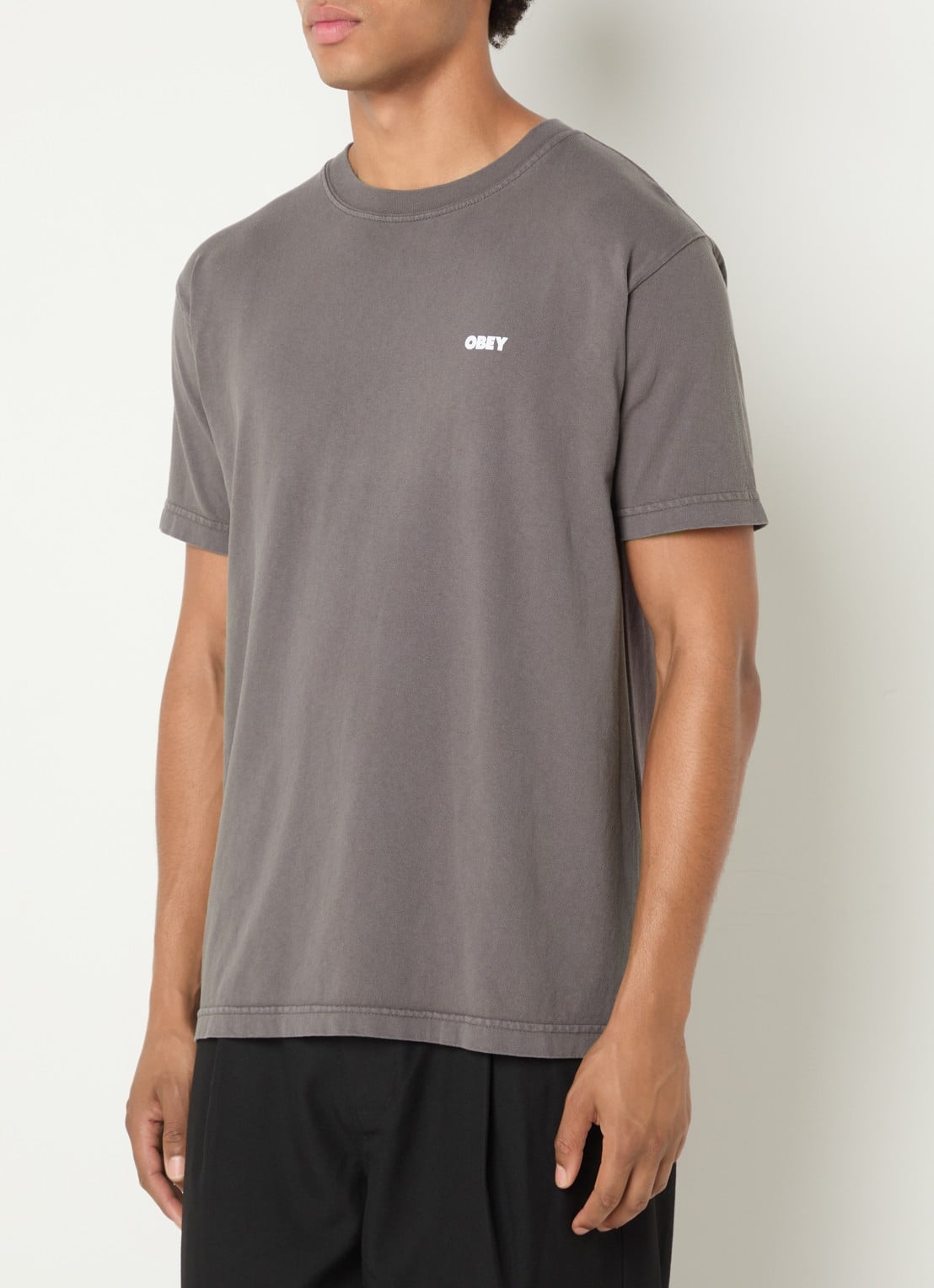 Obey Bold Icon Face T-shirt met logo- en backprint - achterkant 3 antraciet