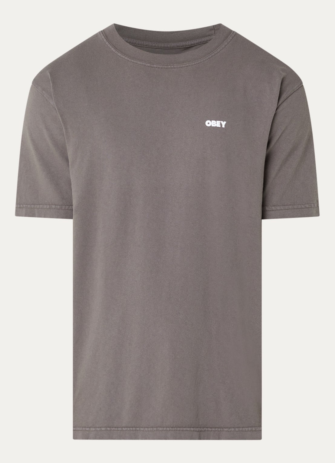 Obey Bold Icon Face T-shirt met logo- en backprint - voorkant antraciet