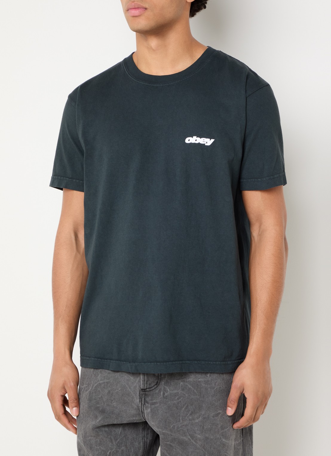 Obey Bounce T-shirt met logo- en backprint - achterkant 3 antraciet