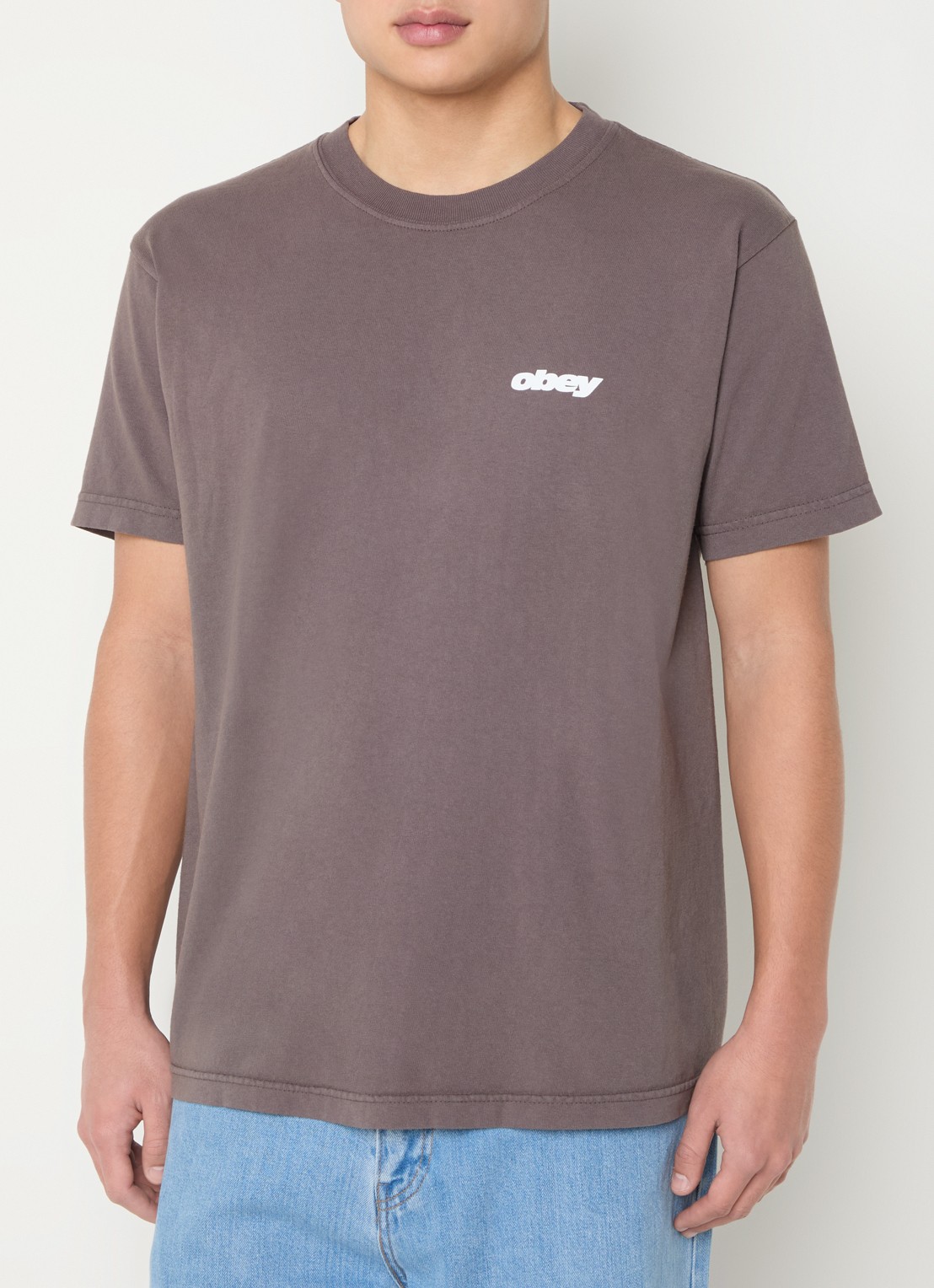 Obey Bounce T-shirt met logo- en backprint - achterkant 3 antraciet